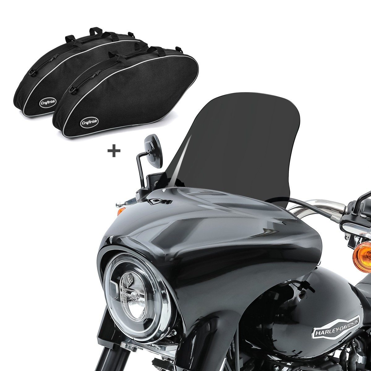 Craftride Motorradhelm-Visier Set Motorrad Windschutz L, Koffer Innentasche für Harley Davidson Spor