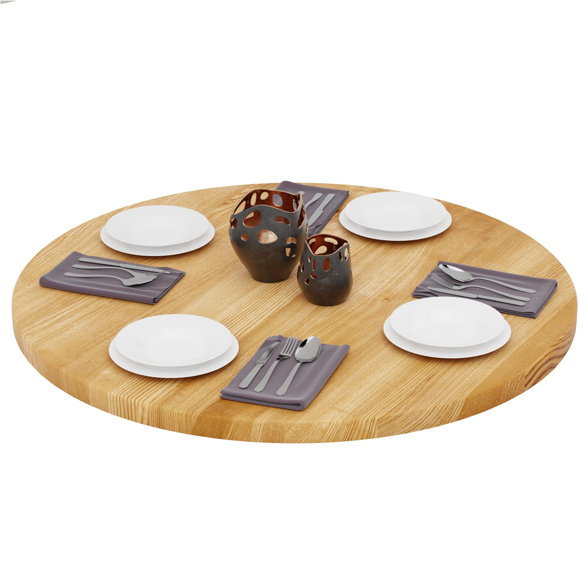 LAMO Manufaktur Esstischplatte LAMO Manufaktur Tischplatte rund 100 cm aus Naturholz für Esstisch (Bürotisch, Esstischtischplatte), Kaffeetisch, Kindertisch, Stärke: 40 mm Farbe: Rustikal