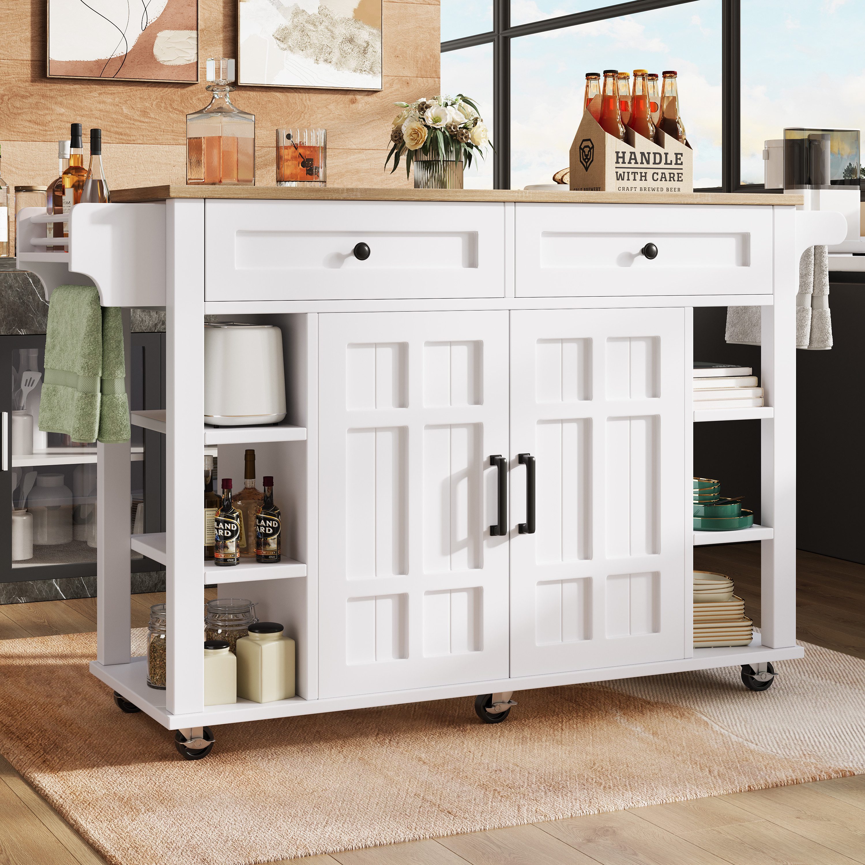 TavilaEcon Küchenbuffet Speisewagen, Kücheninsel mit Arbeitsplatte günstig online kaufen