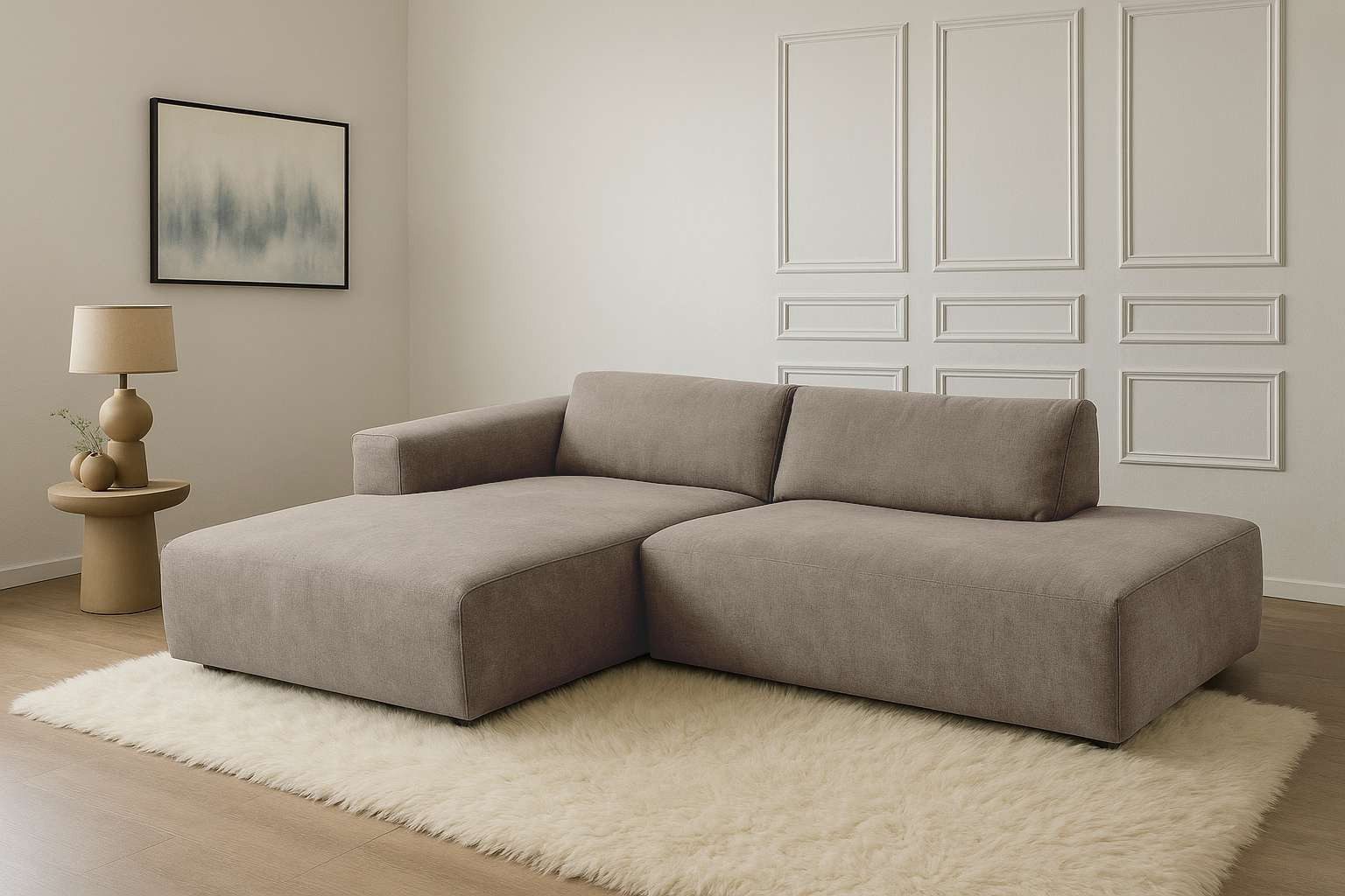 andas Ecksofa Noord mit Kedernaht, Breite 227 cm, mit Kedernaht, Breite 227 cm, Cord, Struktur, Webstoff