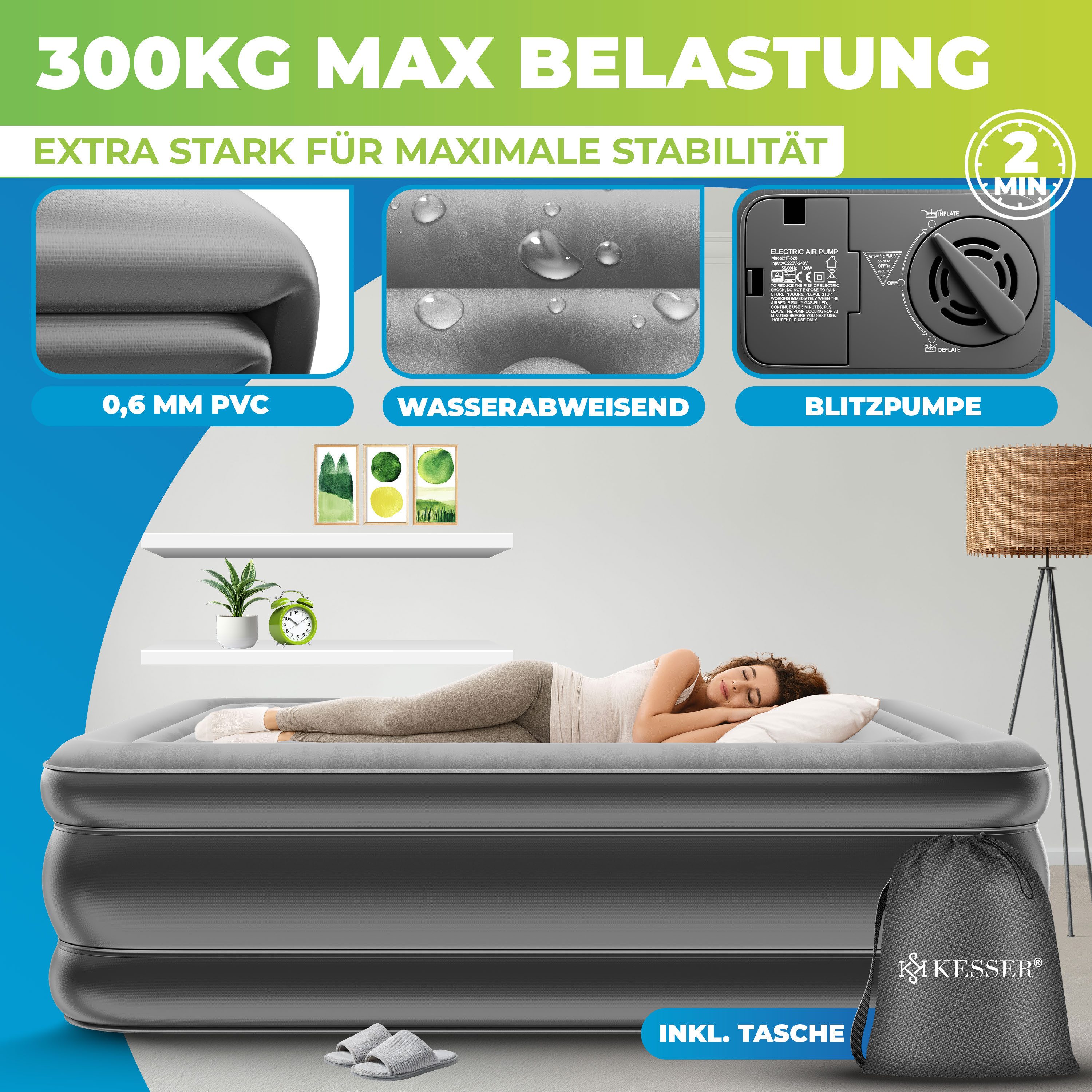 KESSER Luftbett, Aufblasbare Matratze Luftbett eingebauter elektrischer Pumpe