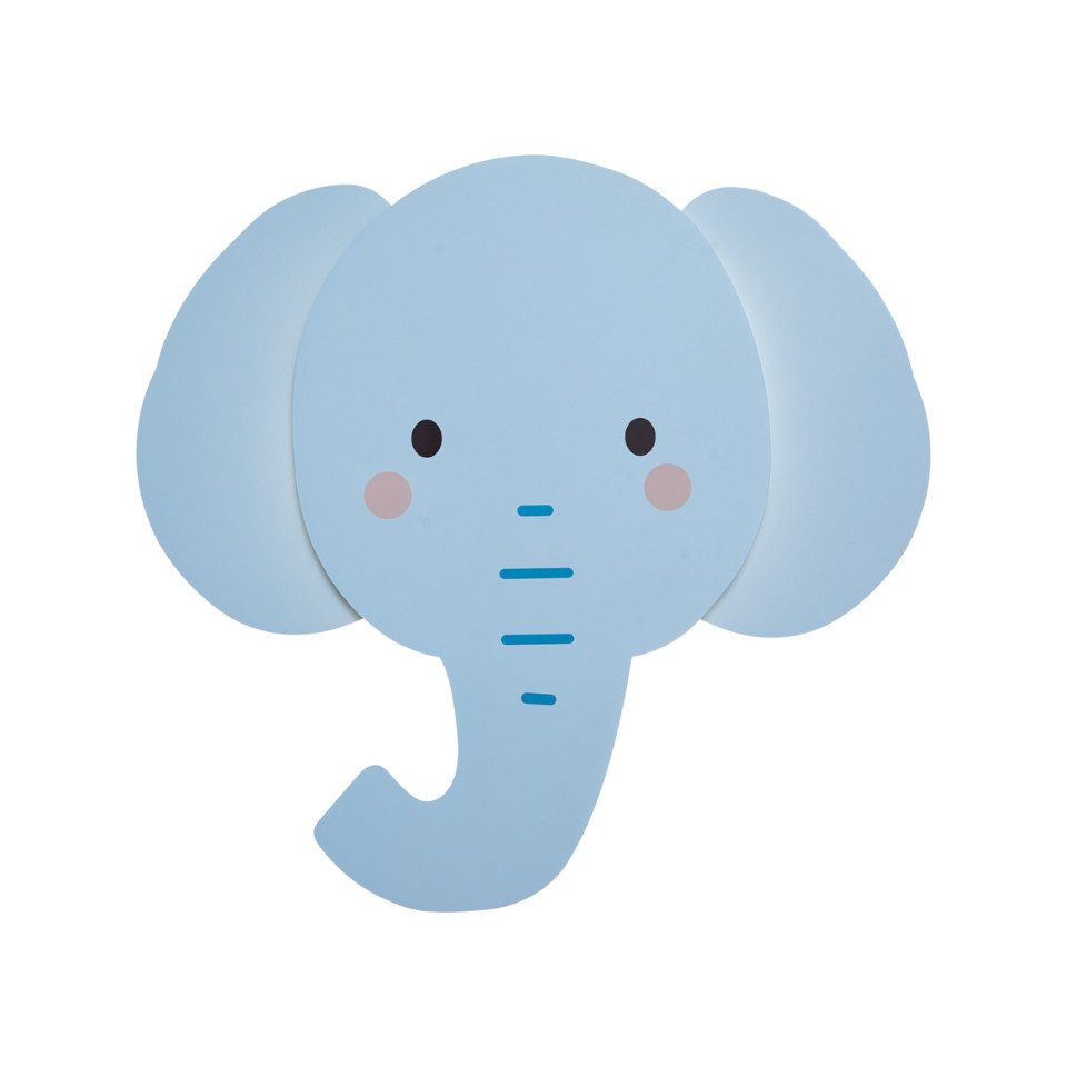 Qazqa Wandleuchte Animal faces, Dimmbar, LED fest integriert, Extra-Warmweiß, QAZQA Wand­leuchte, integrated, Blau, Stahl, Für Kinder