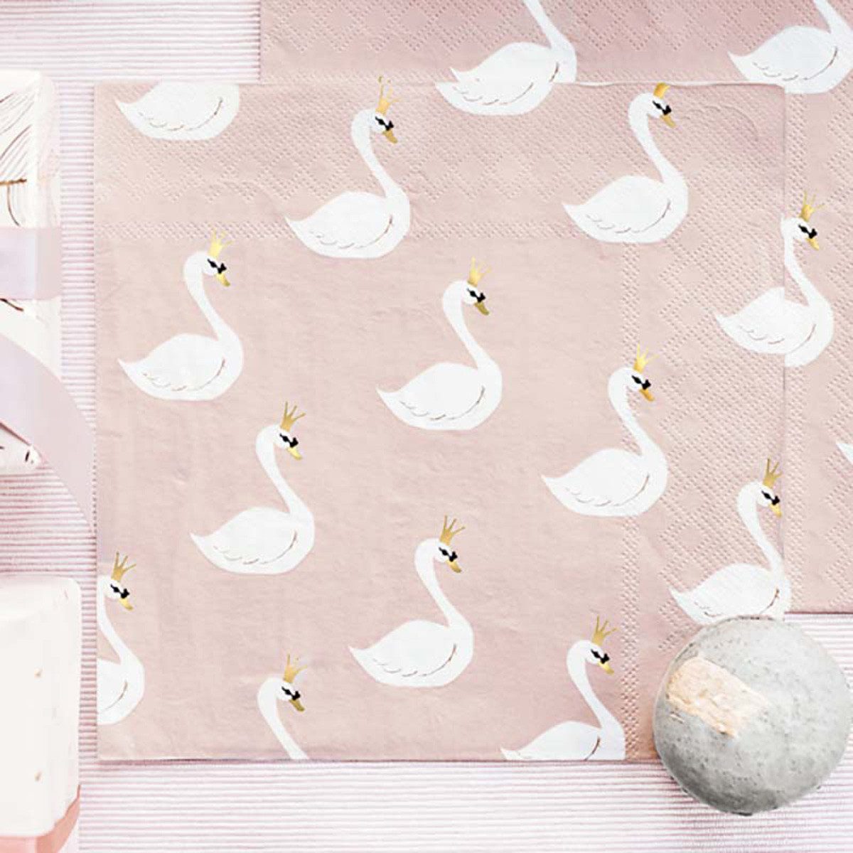 partydeco Hängedekoration Servietten Schwan Lovely 20Stk/33x33cm