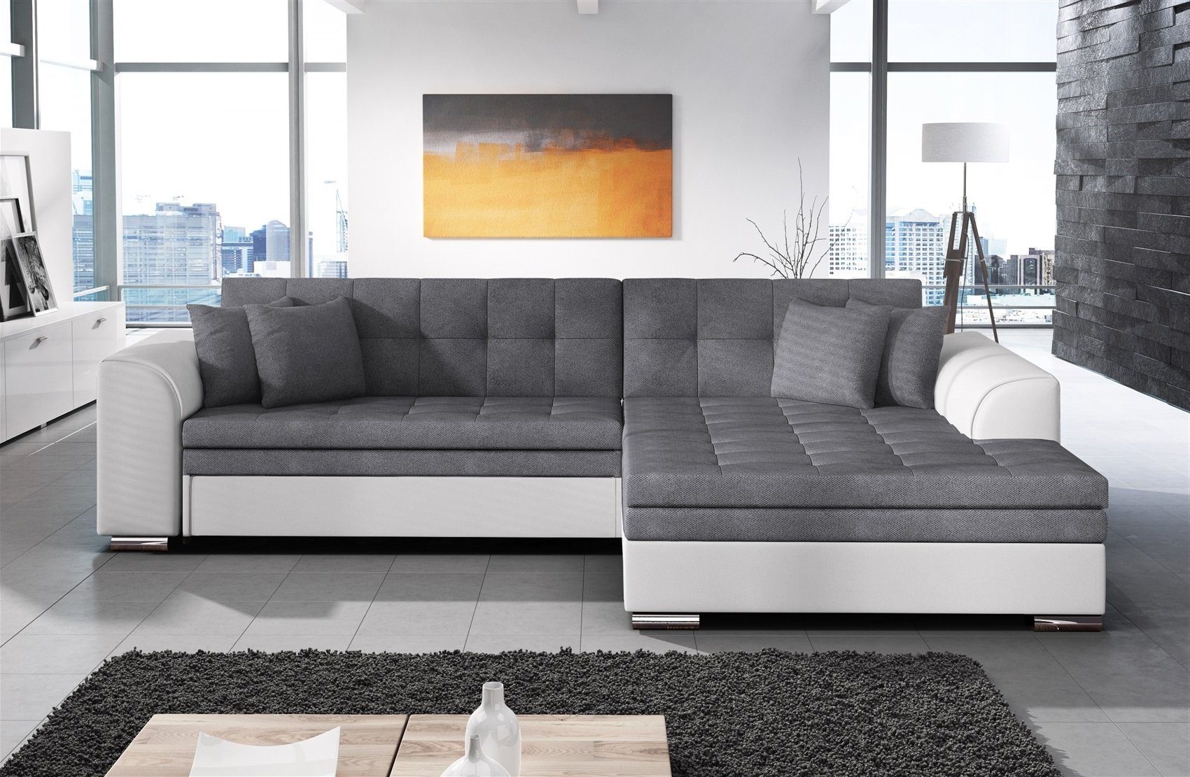 Fun Möbel Ecksofa Couchgarnitur SARRA Kunstleder/Stoff günstig online kaufen
