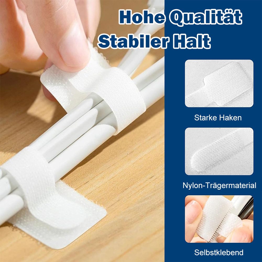 AFKSMILE Kabelbinder 50 Stück Kabelmanagement Schreibtisch, Kabelhalter Kabelklemmen Kabelbinder Selbstklebend Klettband Kabelclips für TV, Lichterkette – Bild 3 von 5