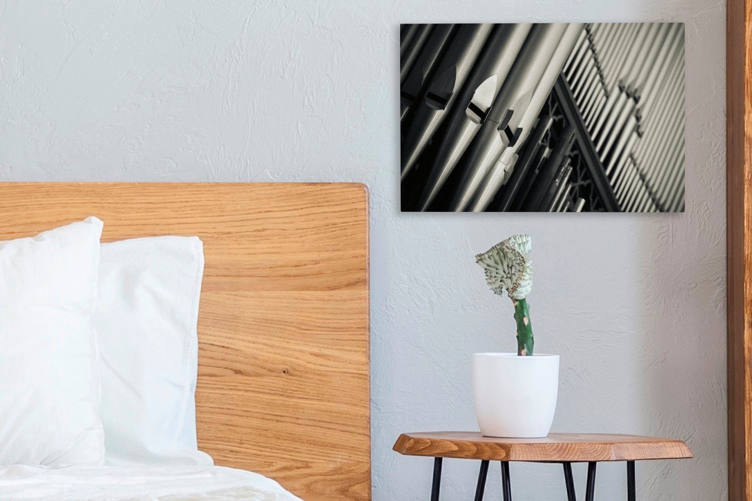 schwarz-weiß, St), Aufhängefertig, in 30x20 cm (1 Leinwandbild einer Pfeifen Orgel Leinwandbilder, Wanddeko, OneMillionCanvasses® Wandbild