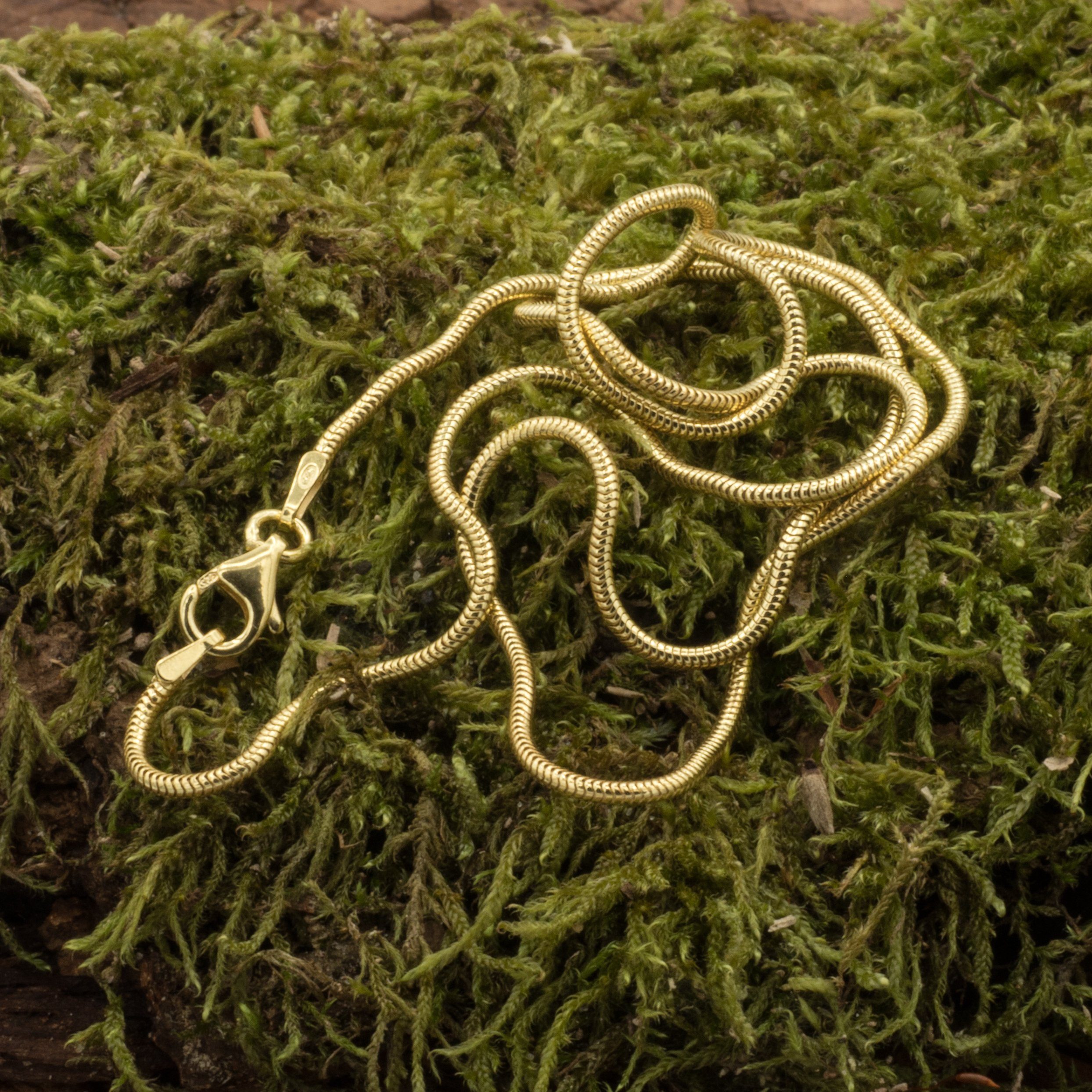 Bella Carina Silberkette Schlangenkette 1,3 mm Stärke 925 Silber vergoldet, günstig online kaufen