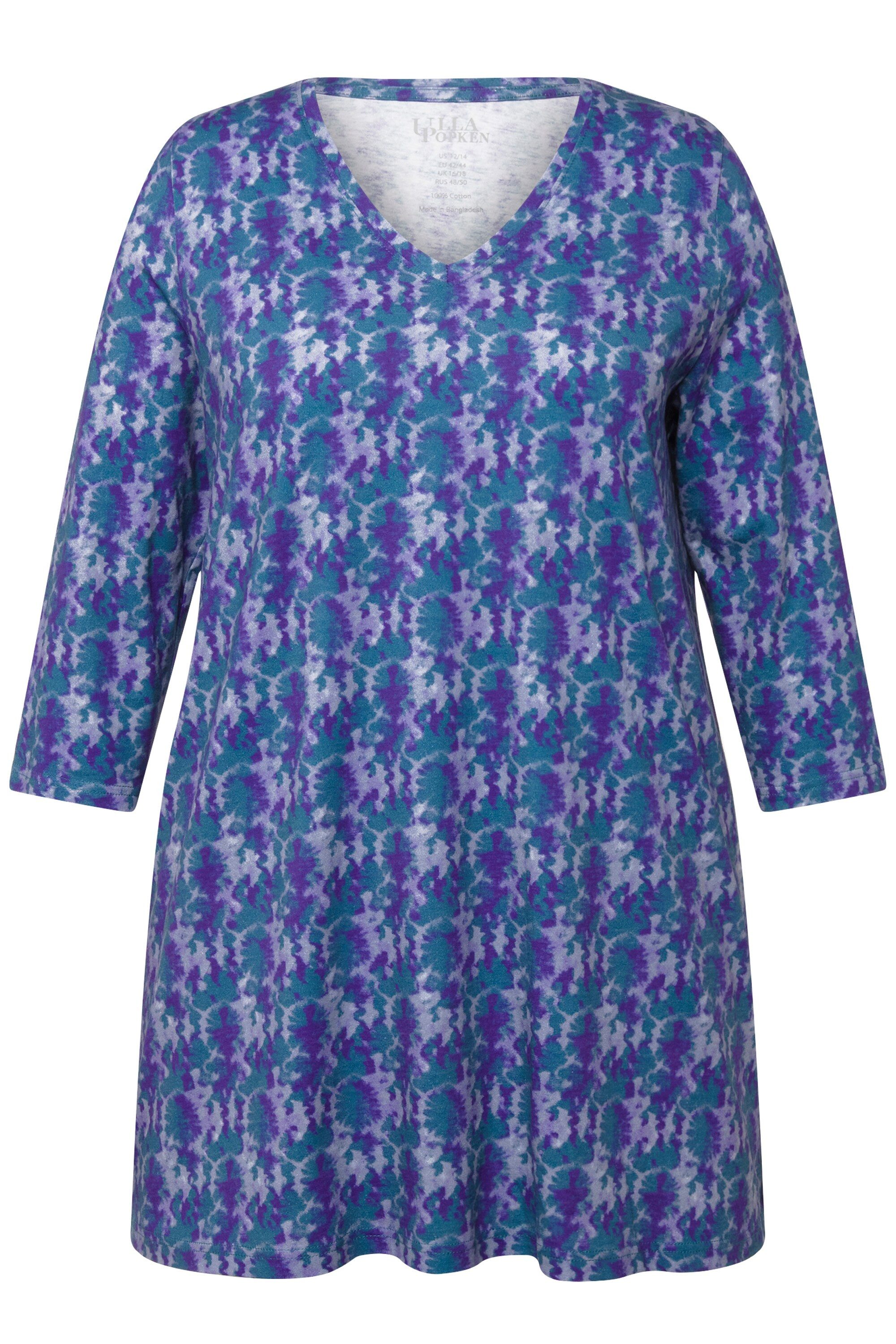 Ulla Popken Longshirt Longshirt Batikmuster A-Linie günstig online kaufen