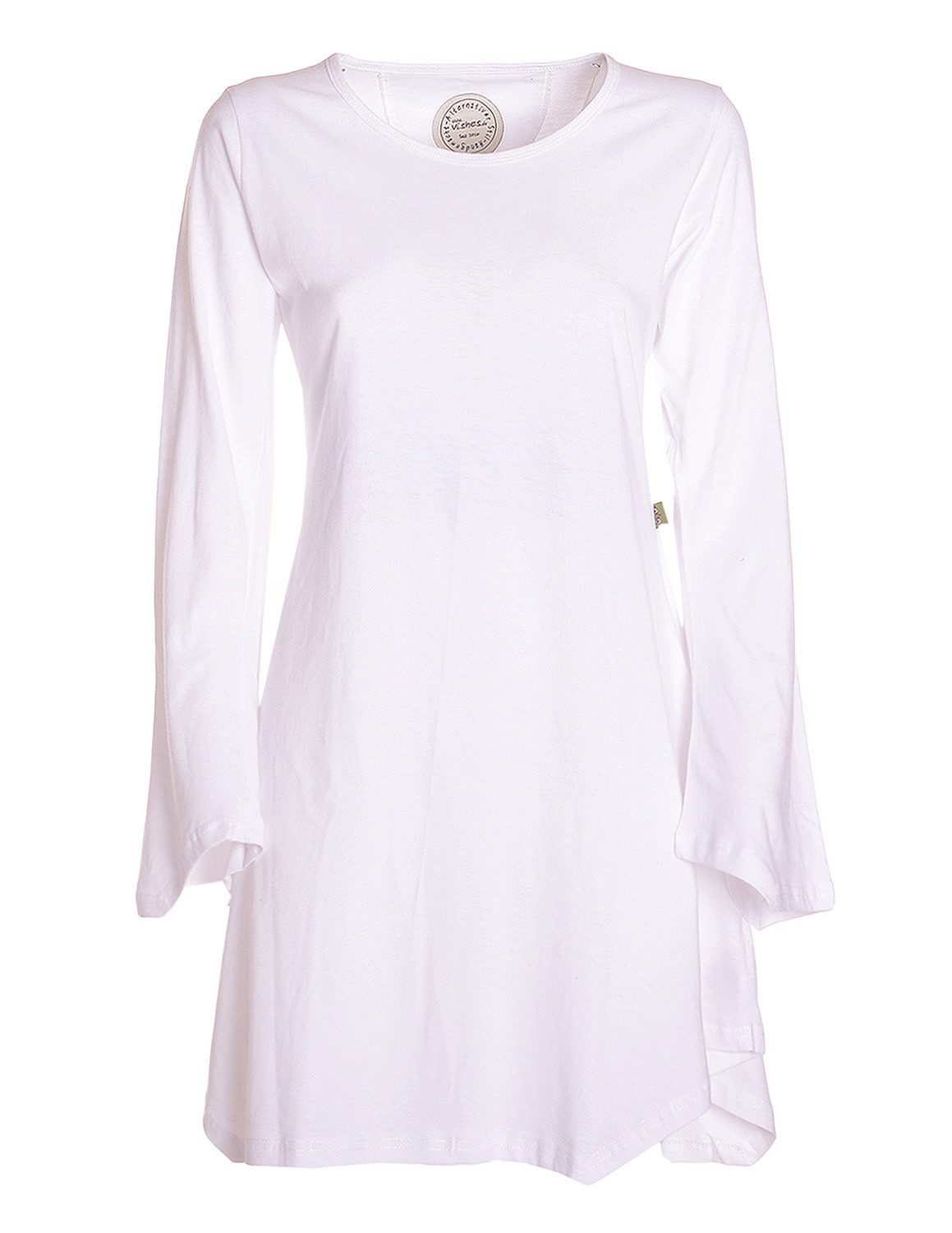 Vishes Tunikakleid Langarm Tunika Kleid Damen Jersey Baumwolle Zipfelsaum Alternative Mode, Boho, Hippie, Ethno, Festival