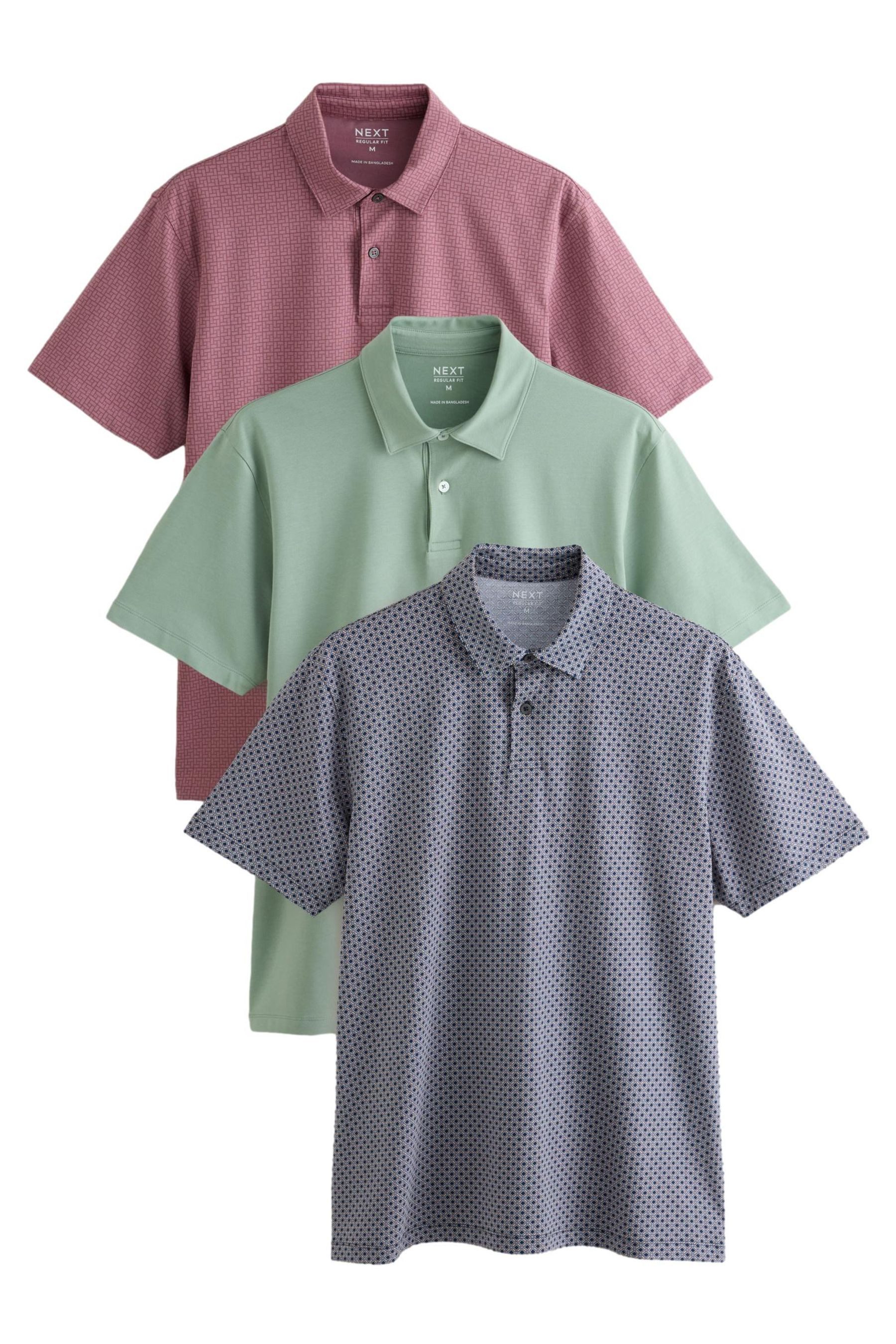 Poloshirt Regular Fit Kurzarm-Poloshirts, 3er-Pack