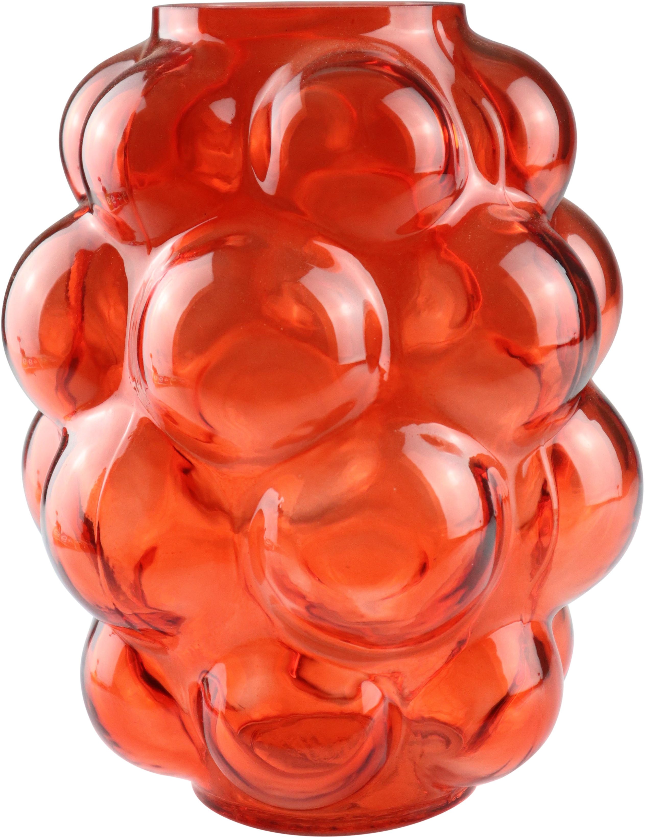 AM Design Dekovase aus orangefarbenem Glas, bietet eine besondere Formgebung