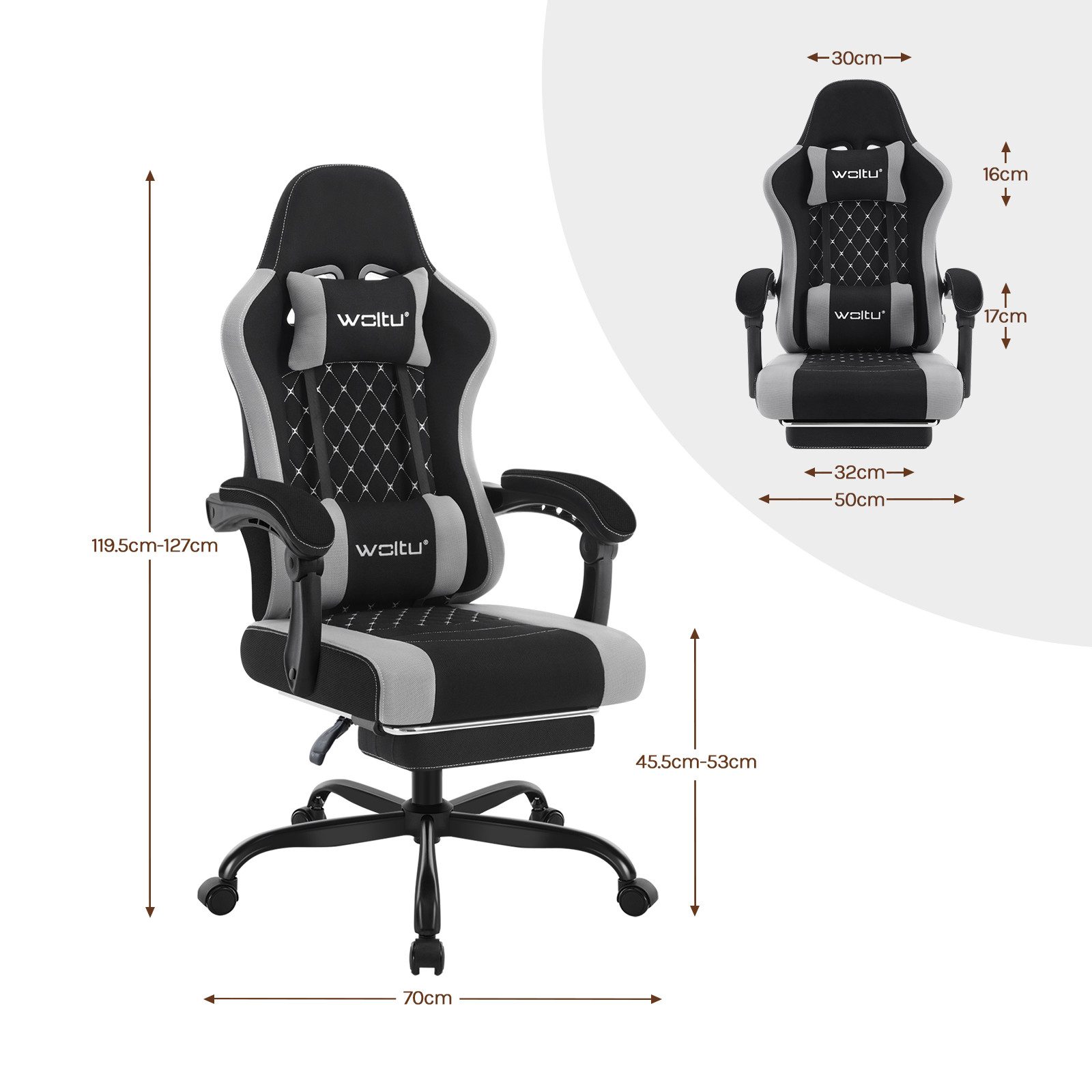 Woltu Gaming-Stuhl (1 St), mit Massagefunktion, ergonomisch, 150 kg, Netzstoff
