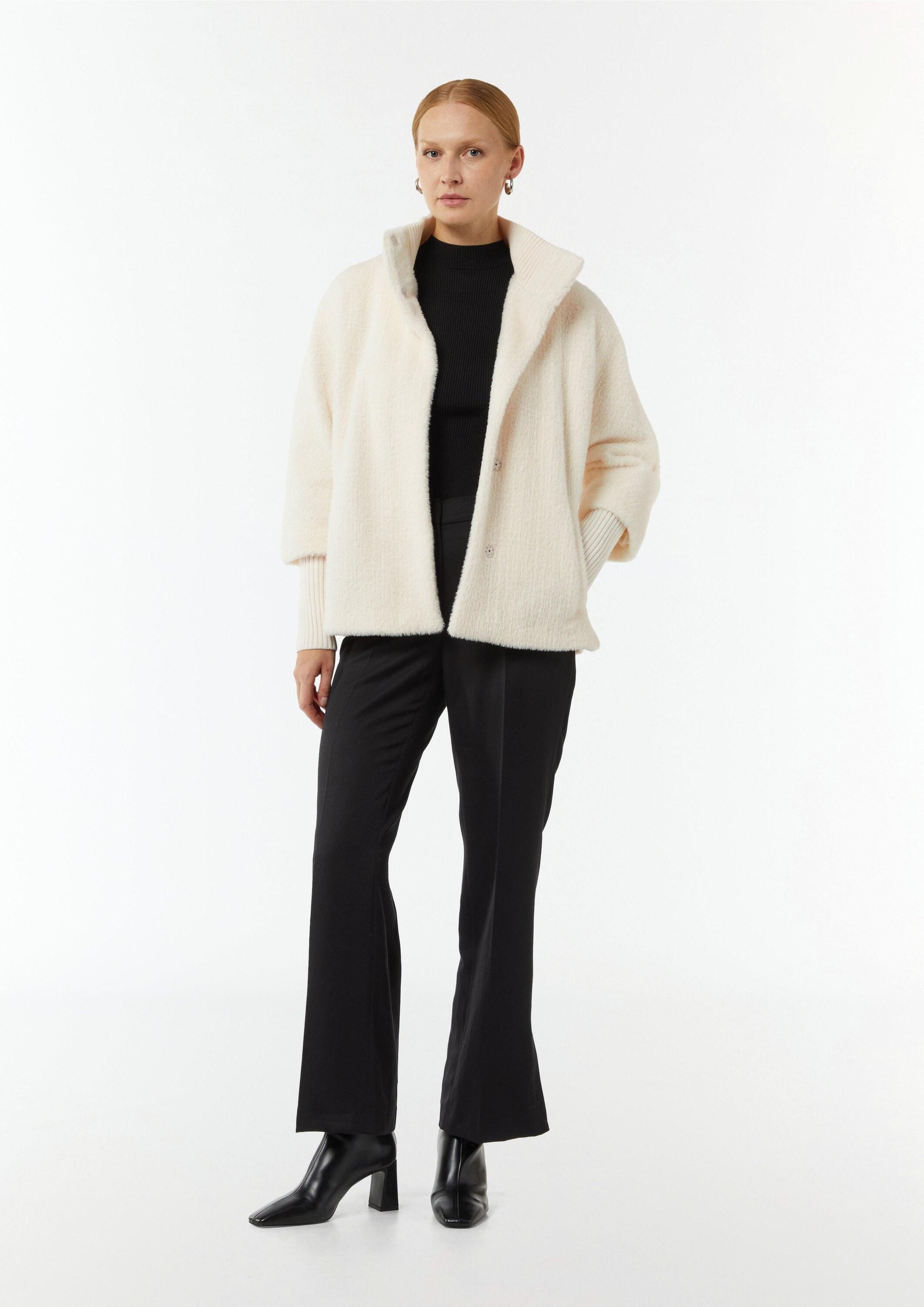 comma Funktionsjacke Outdoor-Jacke Weiches Woll-Cape mit Stehkragen