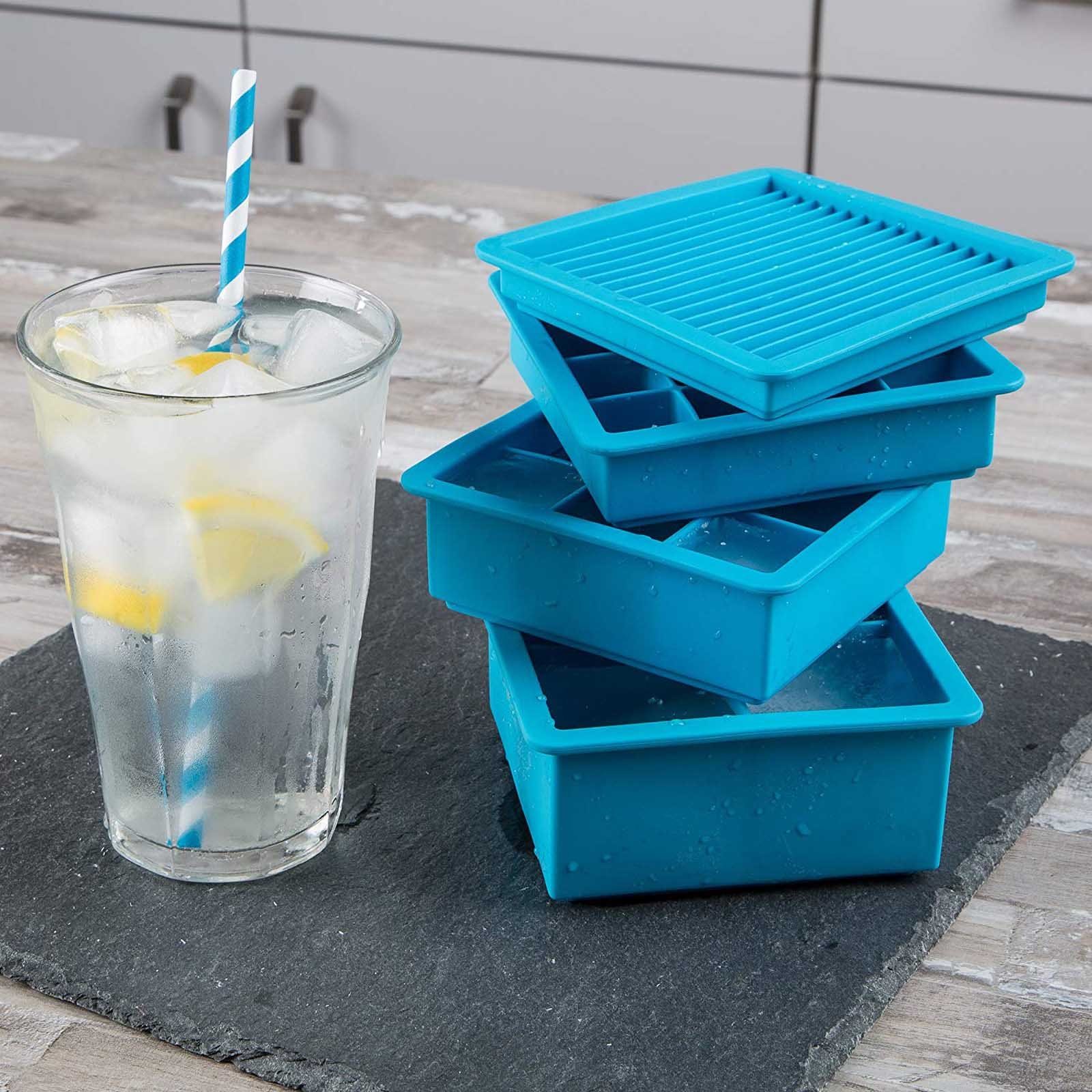 Eiswürfelform mit Eiswürfel 4 Eiswürfelbehälter Behältern Silikon Silikonform, Set Eiswürfelbereiter HAC24 aus teiliges