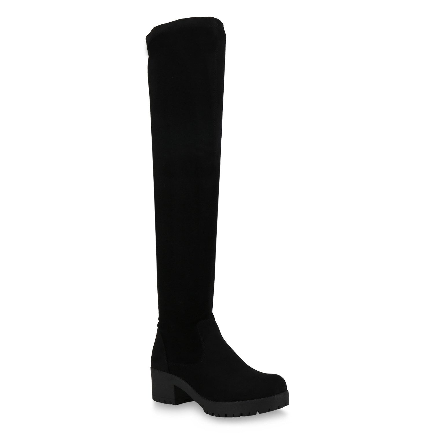 VAN HILL 823456 Overkneestiefel Damen Overknees Hannah Stiefel mit Plateau und Blockabsatz