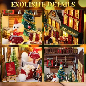 autolock Weihnachtshaus Miniatur Puppenhaus Weihnachtshaus DIY 3D Handwerk, Puppenhaus Kit Christmas Book Nook Kit Weihnachtsgeschenke