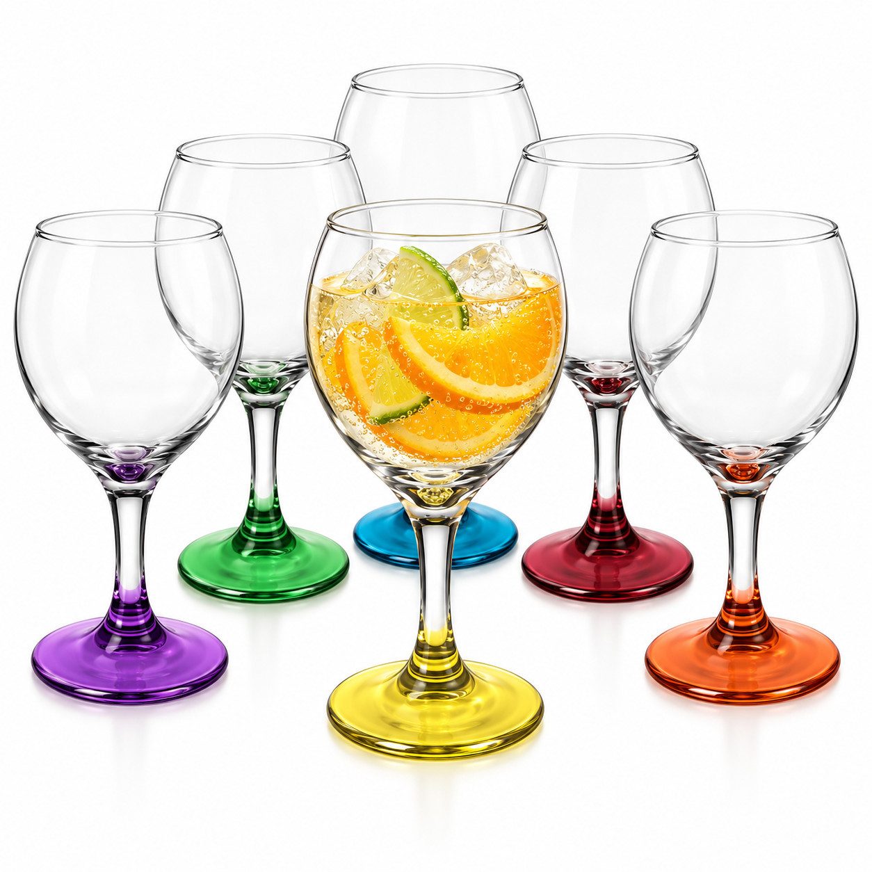 Sendez Weißweinglas 6 Weingläser Bunte Gläser Weinglas Gläserset Rotweingläser Weinkelche, 6-tlg., Glas