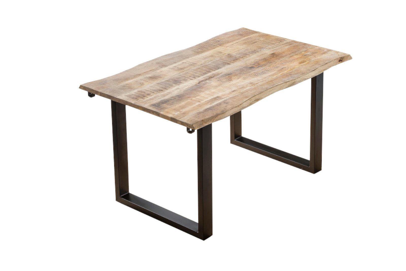 SAM® Baumkantentisch Jasova, massives Mangoholz, Baumkante, 2 Ansteckplatten, U-Gestell