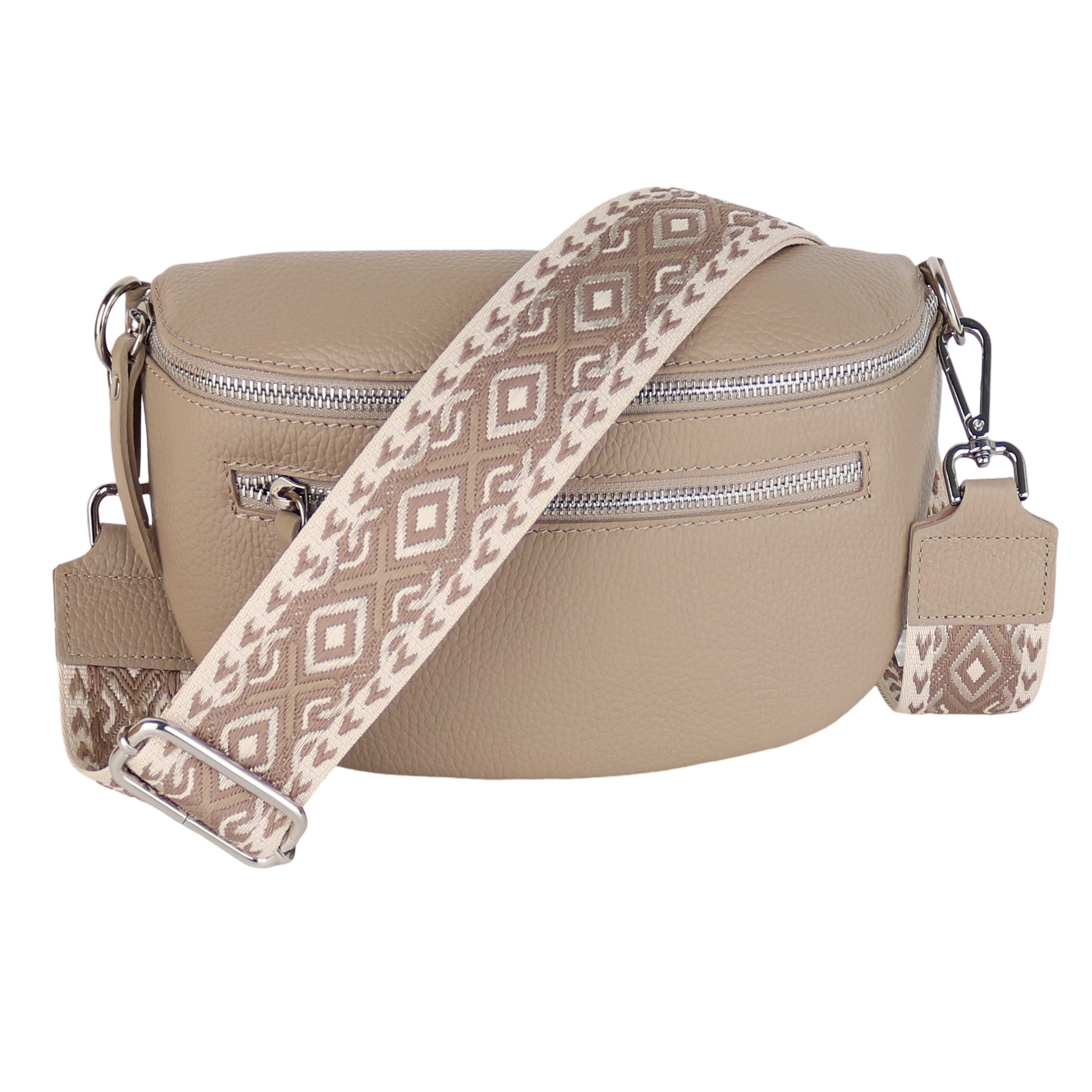 Bauchtasche Damen, Echtleder, Leder, Made in Italy, Umhängetasche, Brusttasche