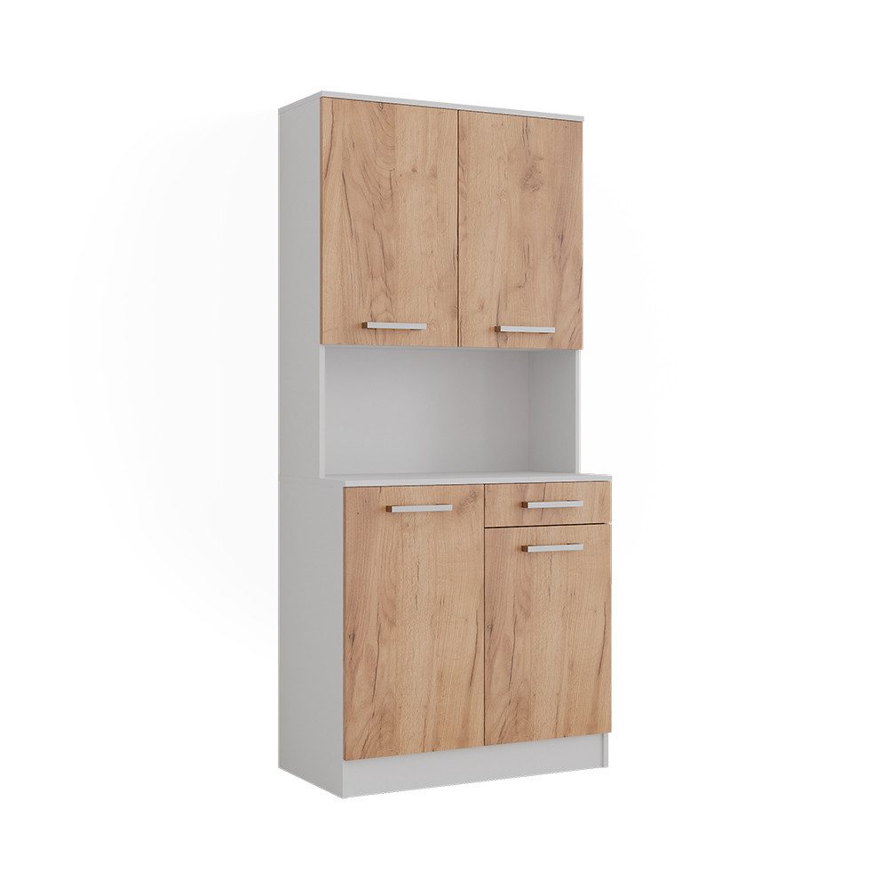 Vicco Hochschrank Raul, Weiß/Goldkraft Eiche/Goldkraft Eiche, 83.6 x 188.5 cm mit 4 ... (1-St)