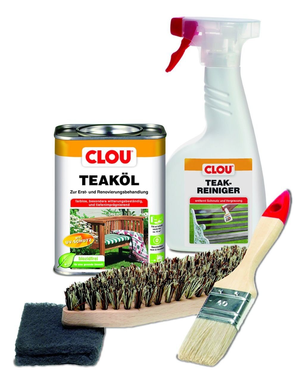 CLOU Pflege Holzpflegeöl SET Clou Teakholz