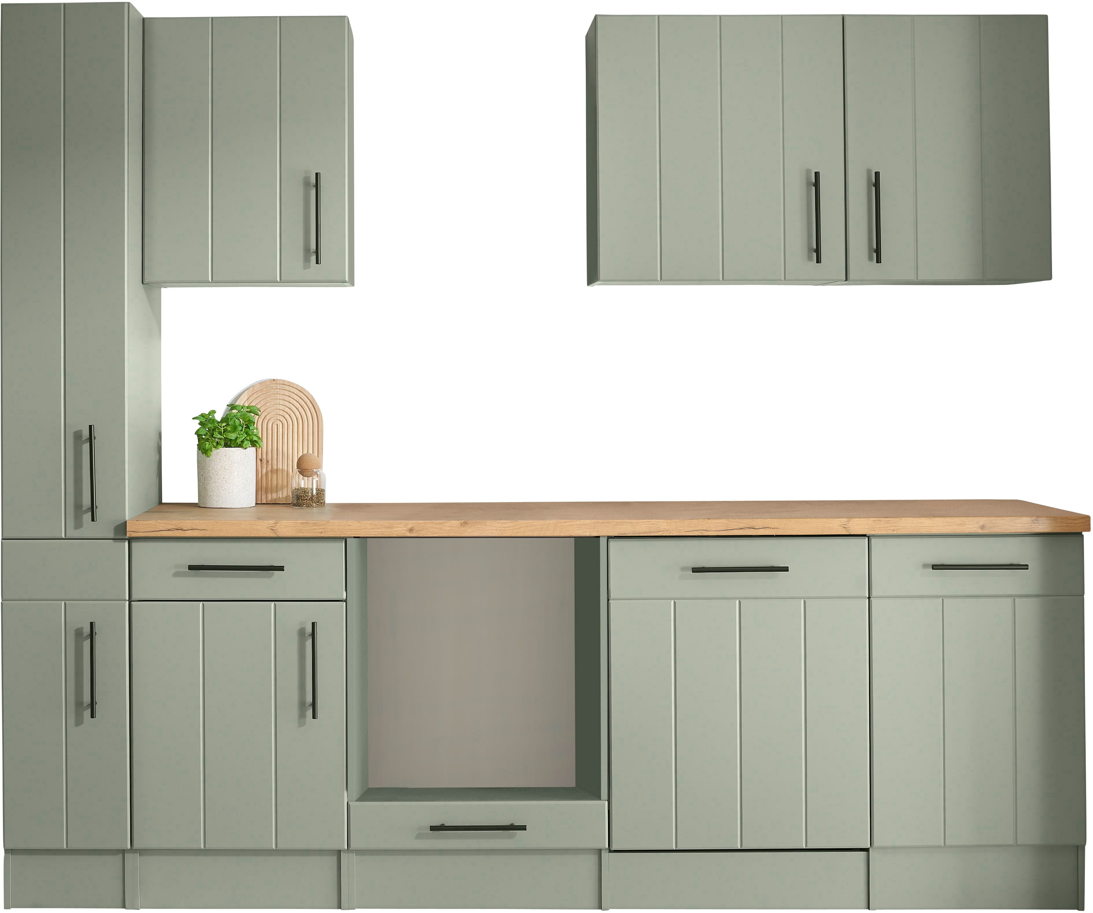 RESPEKTA Küche Anton, Breite 250 cm, 90 cm Arbeitshöhe, wahlweise mit und ohne E-Geräte