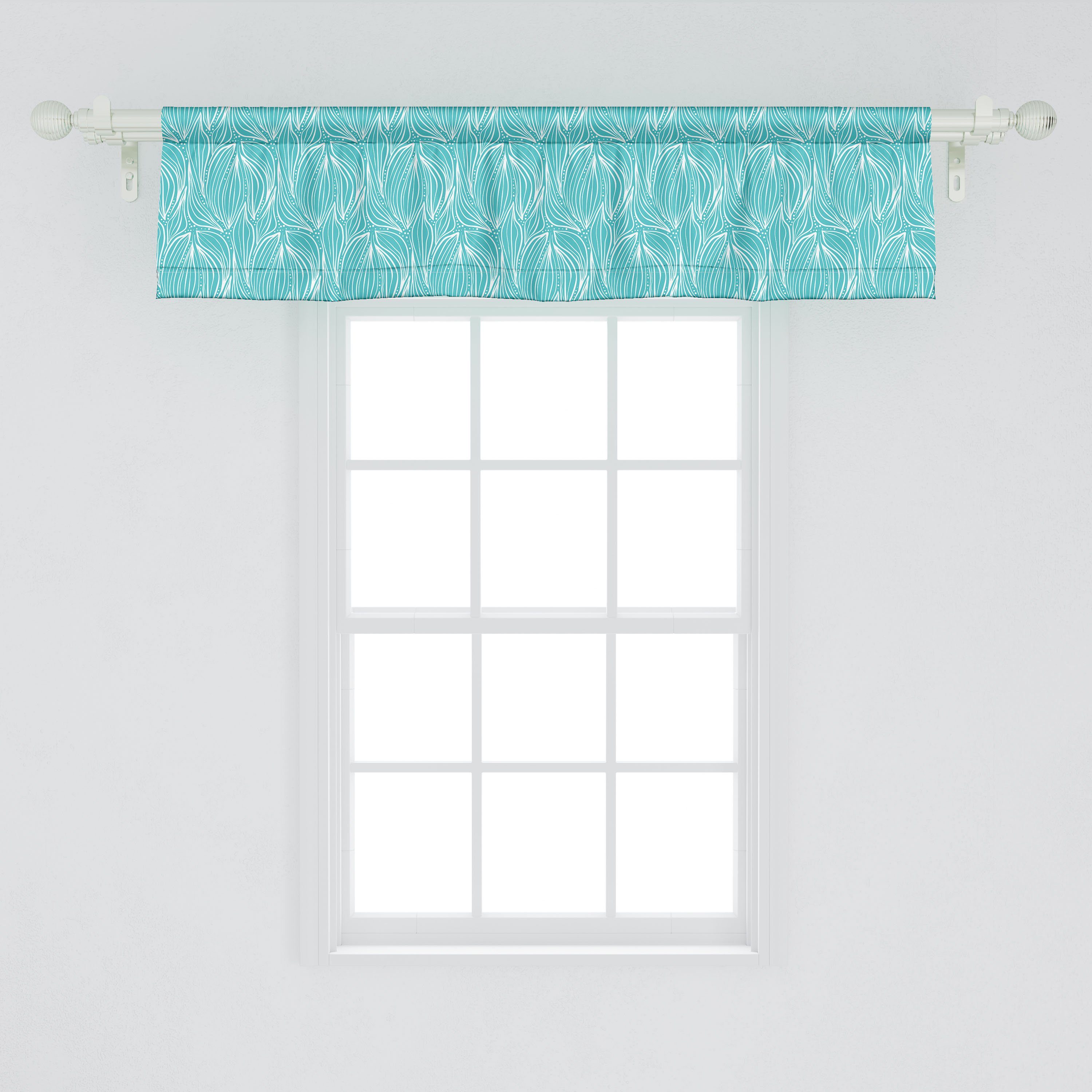 Scheibengardine Vorhang Volant für Schlafzimmer Abstrakt Blätter Küche Dekor Abakuhaus, Blumenkunst mit Frische Stangentasche, Microfaser