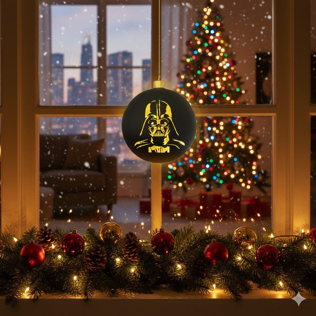 Disney LED Dekolicht Darth Vader Glas Weihnachtskugel Star Wars 15cm beleuchtet Weihnachten, LED fest integriert