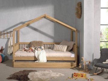 Natur24 Kinderbett Forrest Bett mit Bettkasten 207,5 x 97,5 x 170 cm Eiche Natur