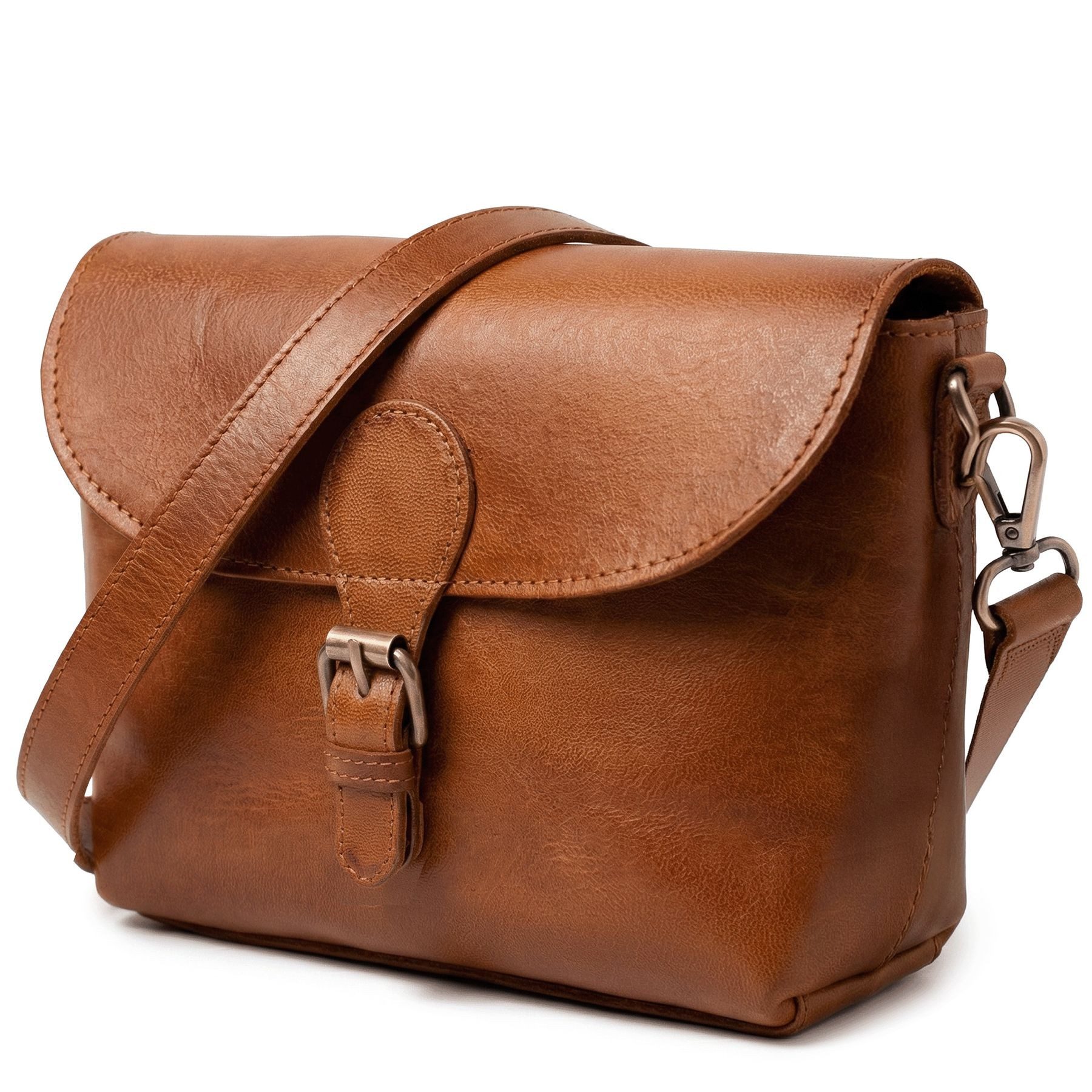 SID & VAIN Umhängetasche YALE Umhängetasche Cross-Body Bag echt Leder, Ledertasche Schultertasche Damen Messenger Bag braun