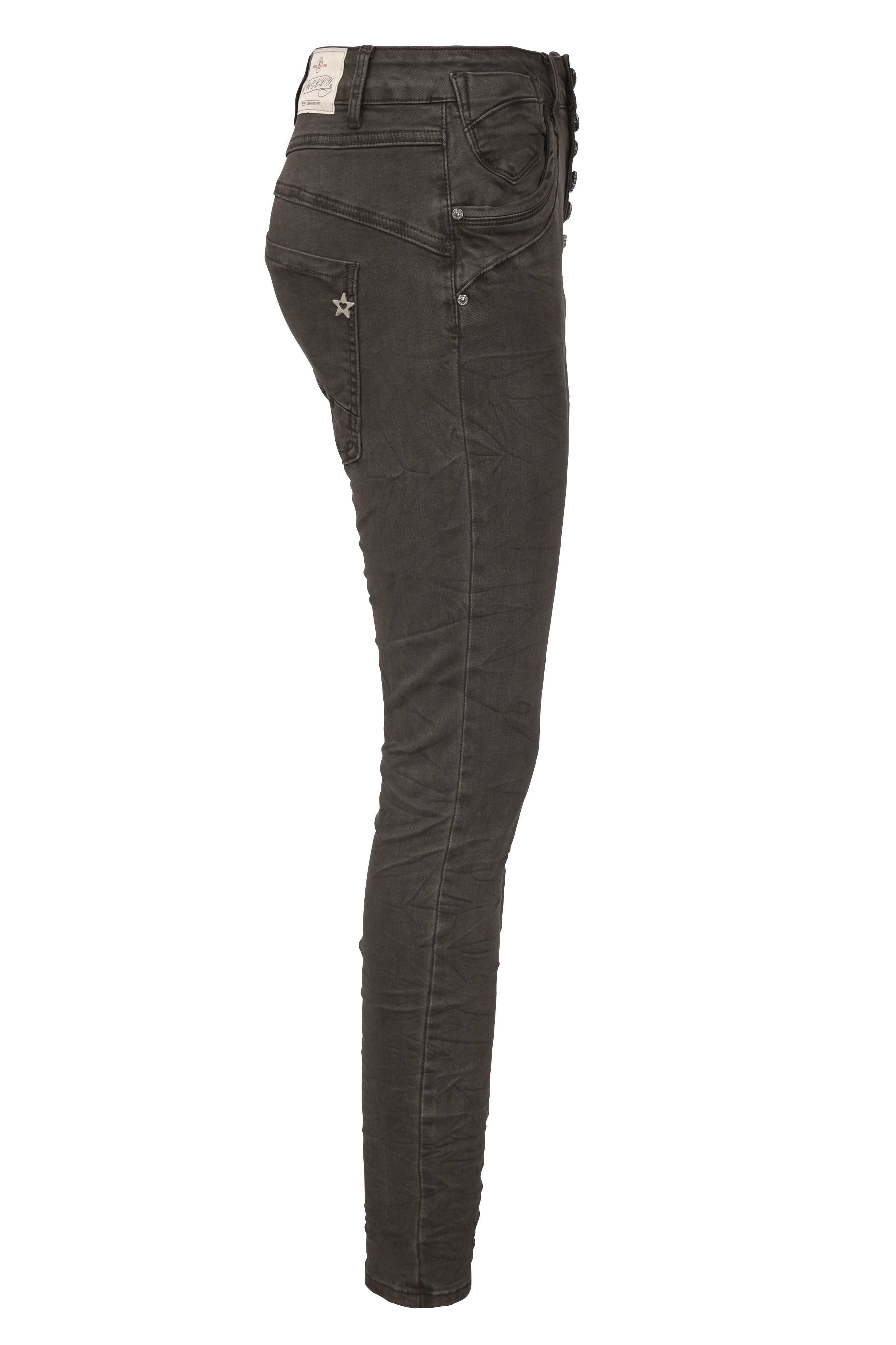 Braun im Jewelly Crash-Look Jeans Regular-fit-Jeans Stretch Five-Pocket