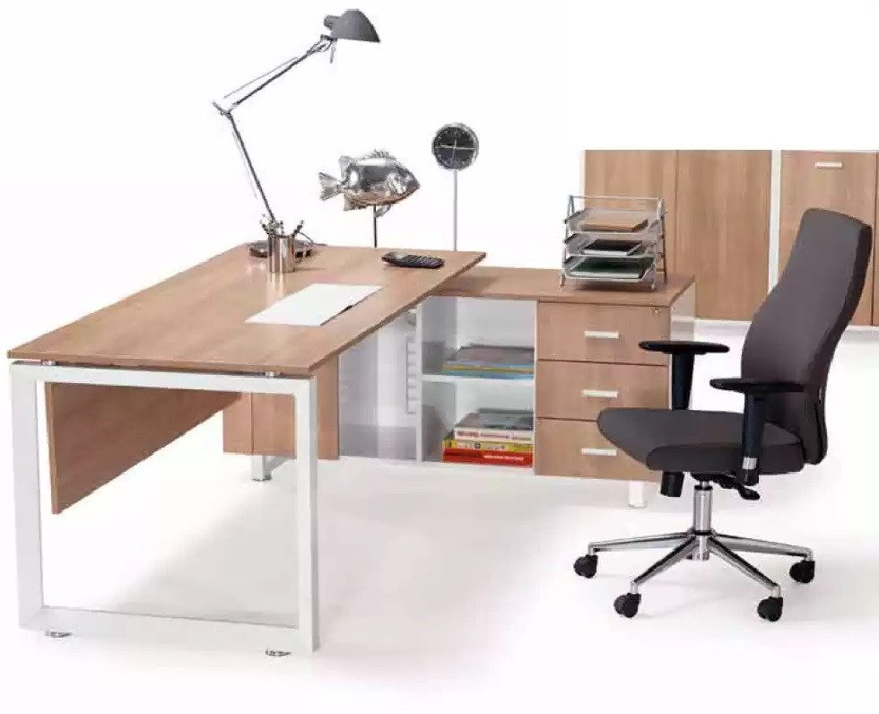 Xlmoebel Schreibtisch Brauner Ecktisch aus Holz für modernes Arbeitszimmerdesign (1-St., Eckschreibtisch), Hergestellt in Europa