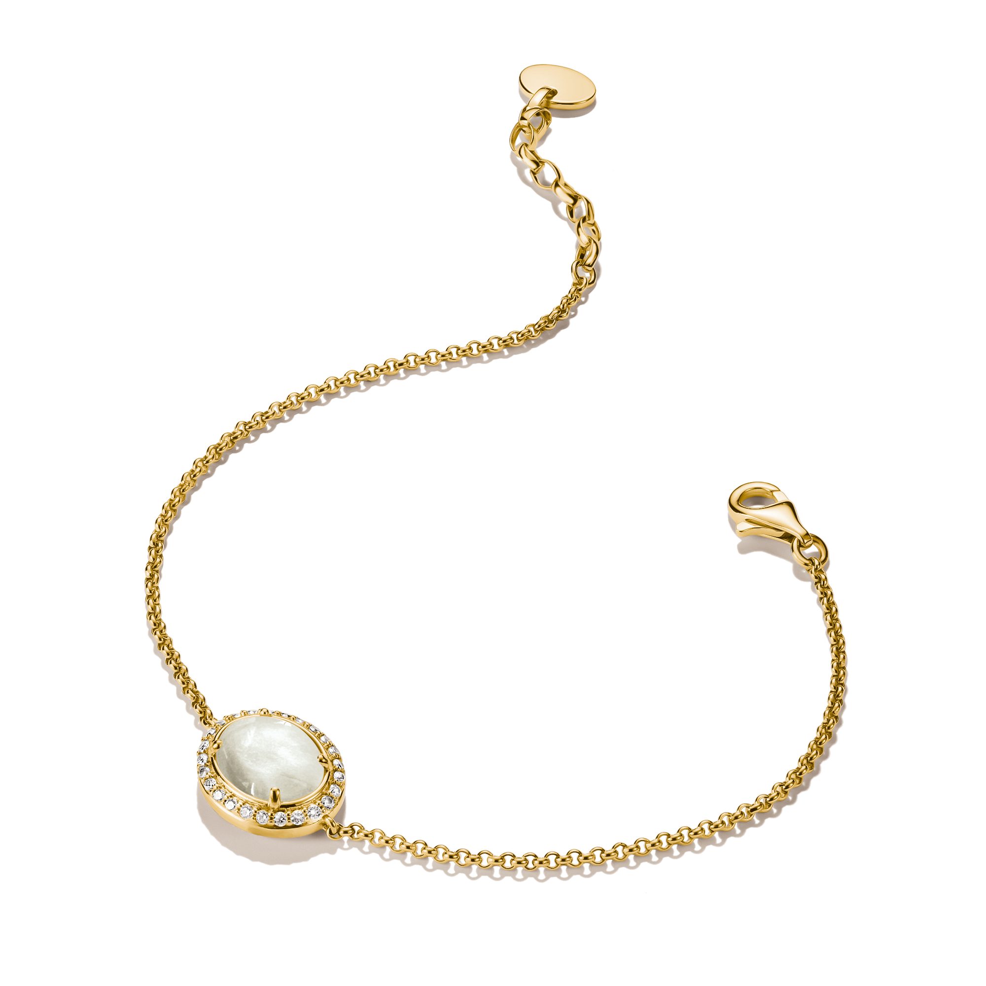 THOMAS SABO Armband Fluid Elegance Armband gelbgoldfarben, mit Zirkonia (synth) - mit Perlmutt