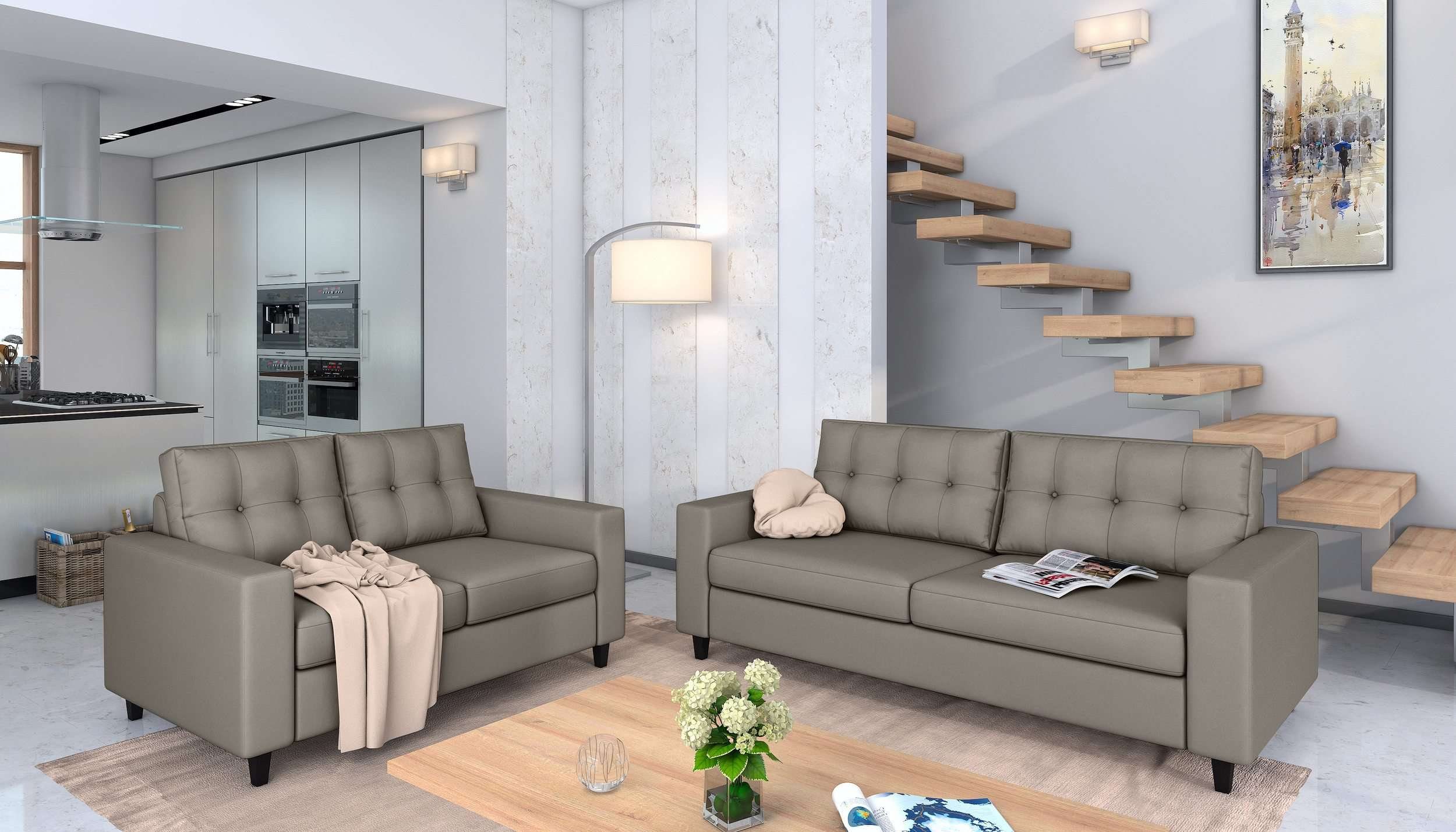 Design, im Armlehnen bestehend stellbar (2-tlg), (Set und 3-Sitzer Stylefy und Couchgarnitur), Sofa Modern Linn, frei mit Raum 2-Sitzer Polstergarnitur Sofa, Rückenlehne, aus