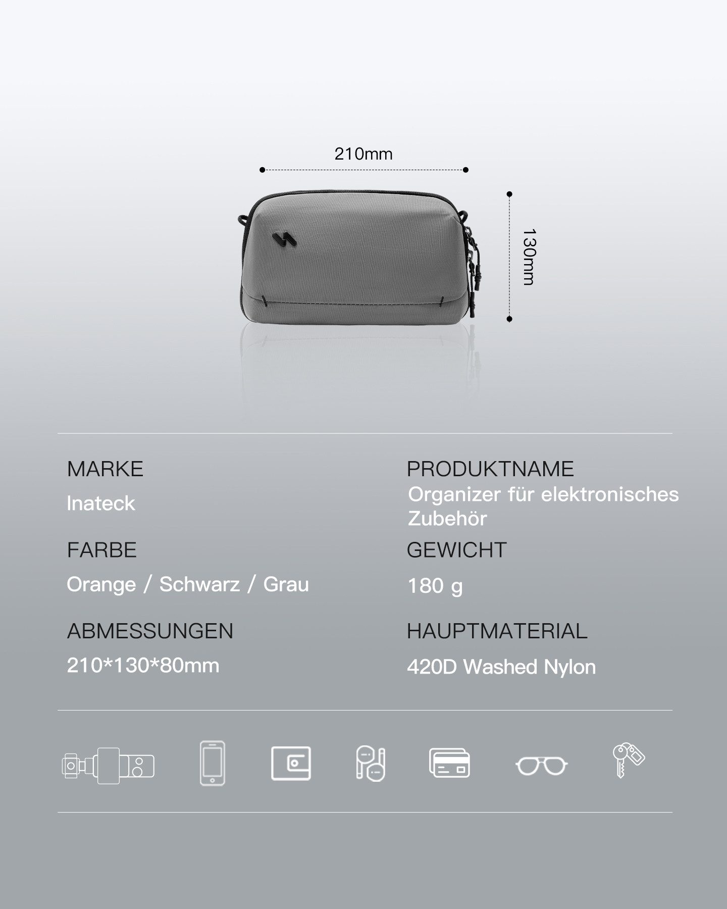 Inateck Taschenorganizer kabeltasche organizer Tech Pouch