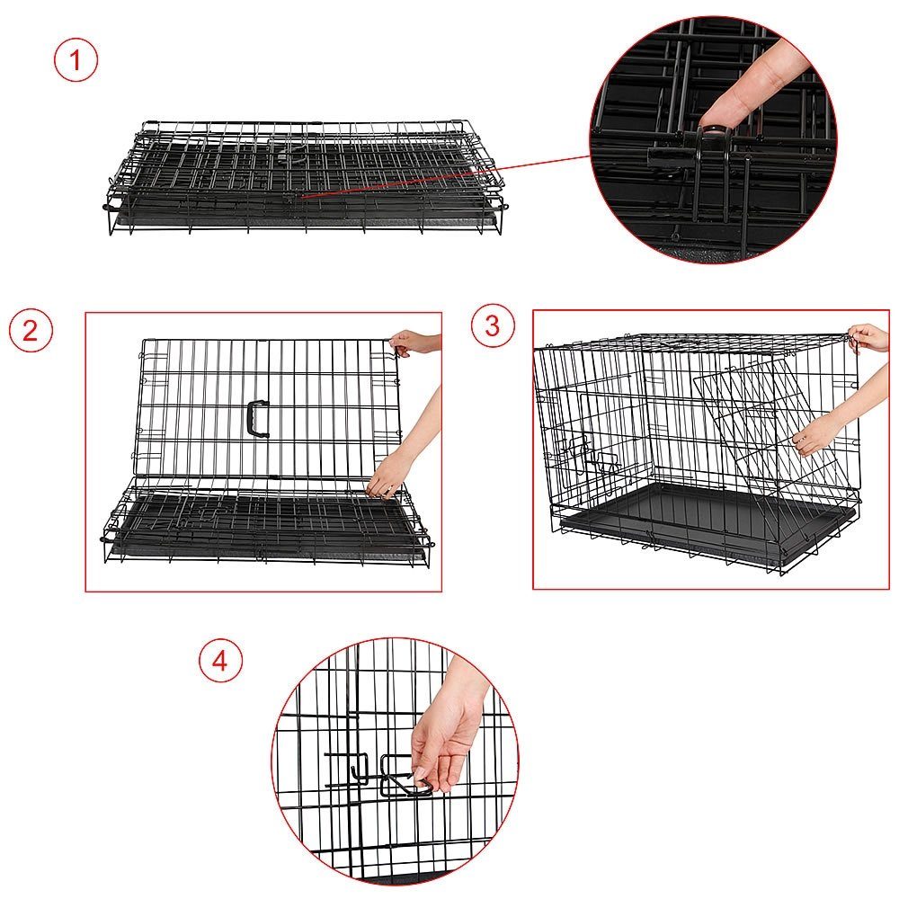 Mucola Katze Drahtkäfig Eisendraht Gitterbox Schwarz Hund Transportbox Rostbeständiger Faltbar Premium-Transportkäfig), Hundetransportbox Faltbar, (Einzelstück, beschichteter Anrichte