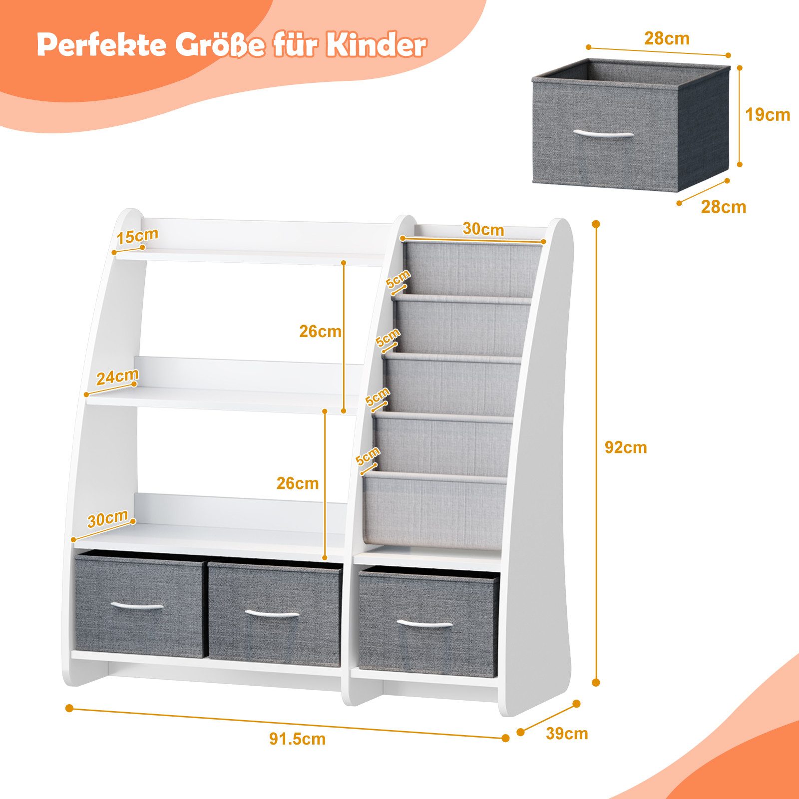 radelldar Bücherregal kinderregal mit Aufbewahrungsboxen und günstig online kaufen