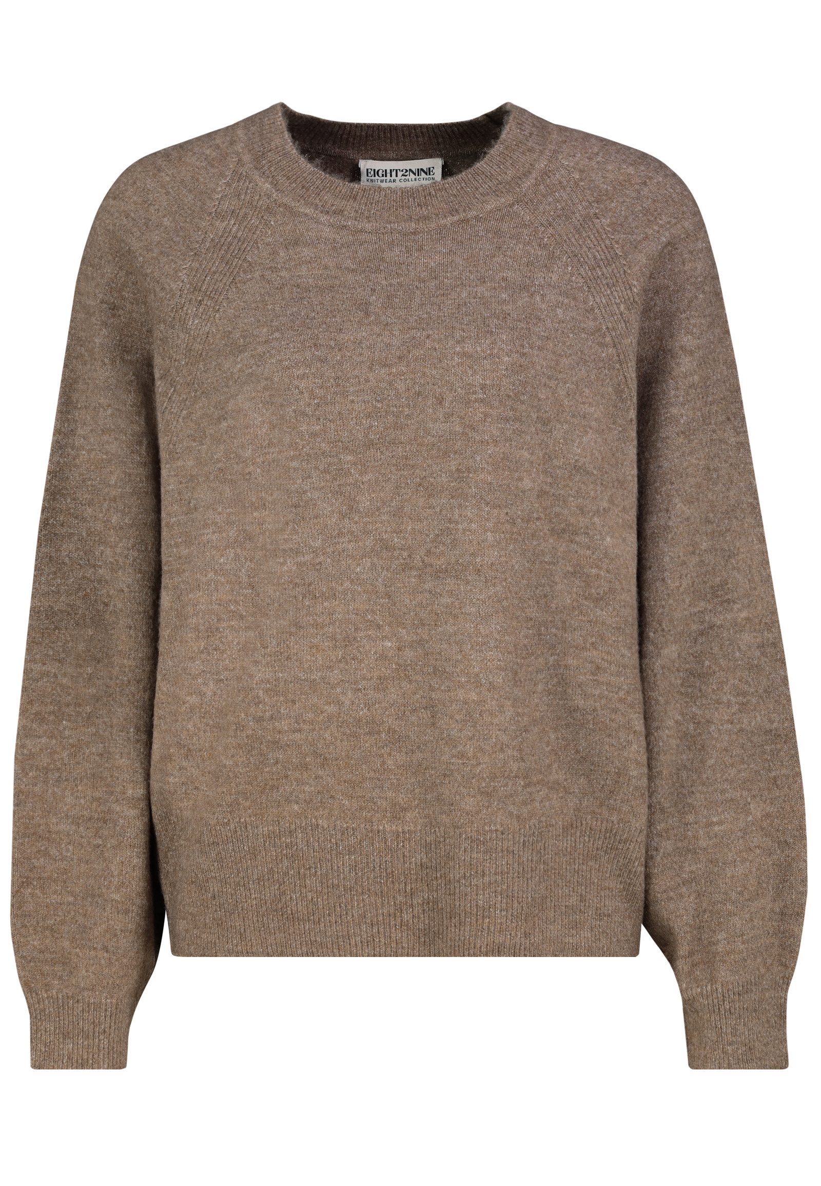 Eight2Nine Strickpullover Raglanschnitt Gerippte Abschlüsse für Damen (1-tlg) Recyceltes Material, Nachhaltig, Feine Strickoberfläche