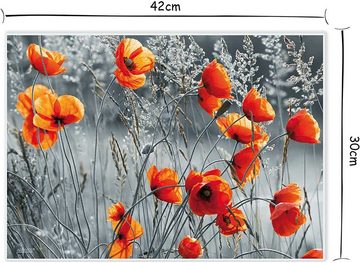 Platzset, Artipics Tischset Red Poppies Abwaschbar 4 STK je 42 x 30 cm, Artipics Tischkunst, (4-St)