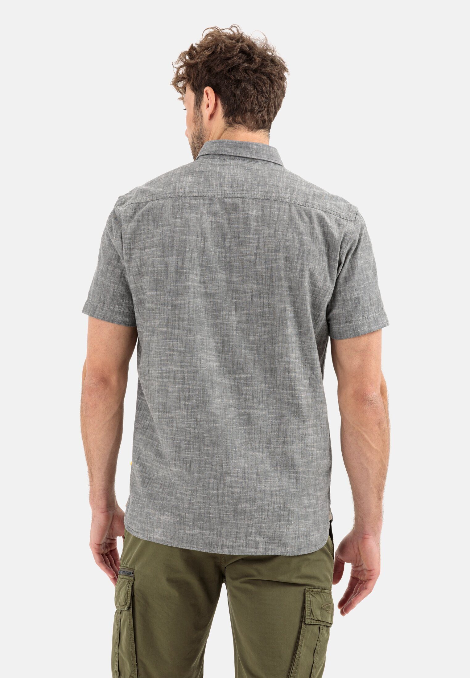 camel active Kurzarmhemd aus reiner Baumwolle Kurzarm Button-Down Button-Down
