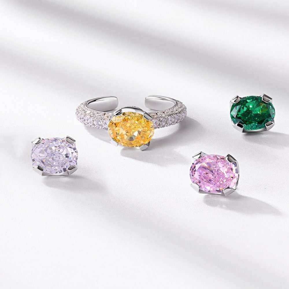 Invanter Eis High Diamant Fingerring mit Brilliant inkl.Geschenkbo Carbon Ring Set Blume,