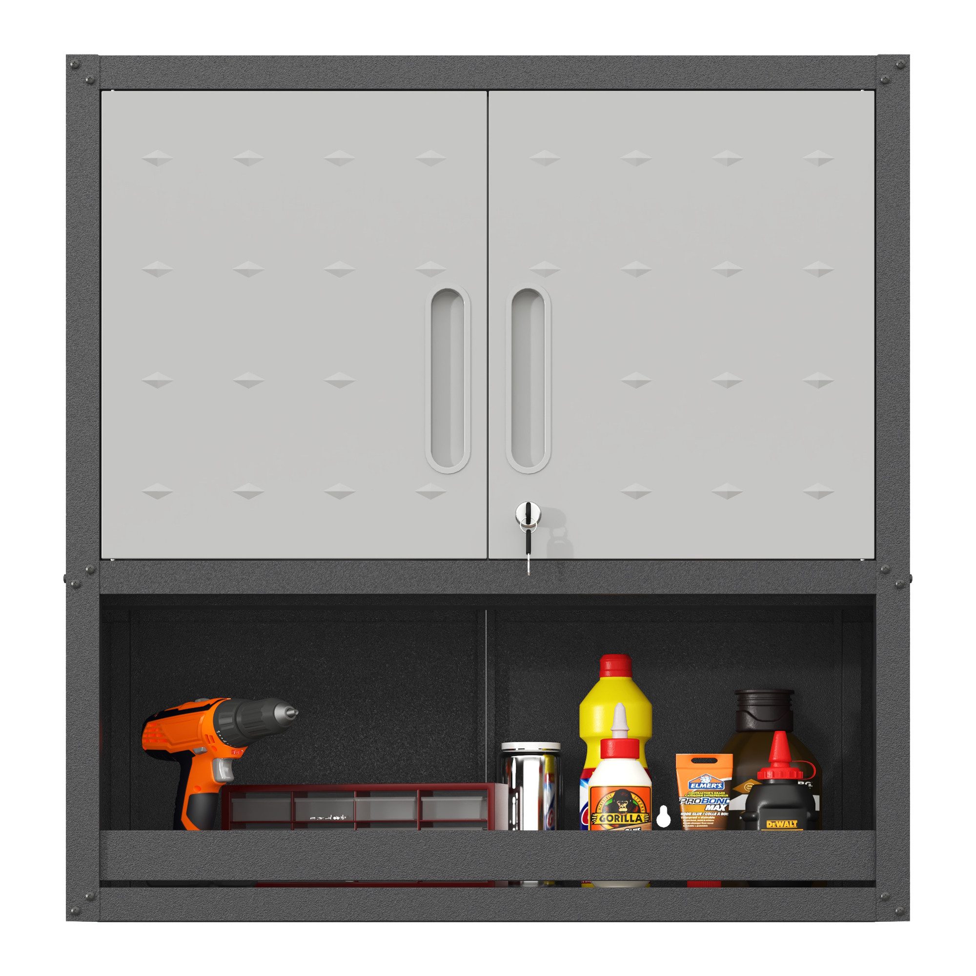 bizoemade Werkzeugschrank Metallschrank Wandmontage H77cm, Schließtür (1-St) 1 höhenverstellbarer Boden & 1 offenes Fach unten