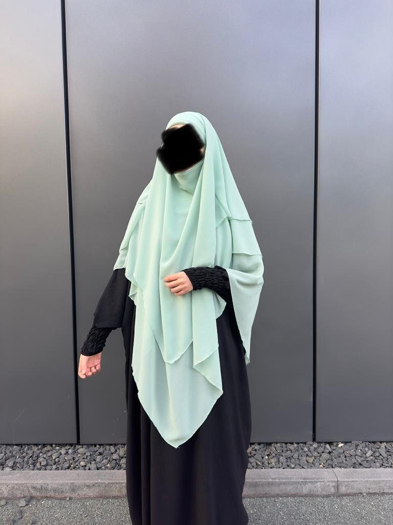 Aymasal Kopftuch Dreilagiger Khimar Chiffon Khumur Hijab Kopftuch Bedeckung locker Türkis