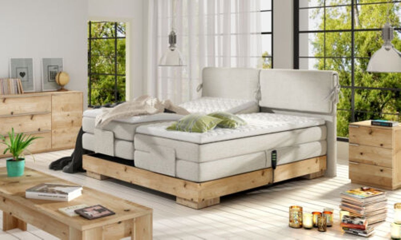 Massiv Doppelbett Bett Betten Oak Elektrisches Boxspring Echtholz Holzbett, JVmoebel