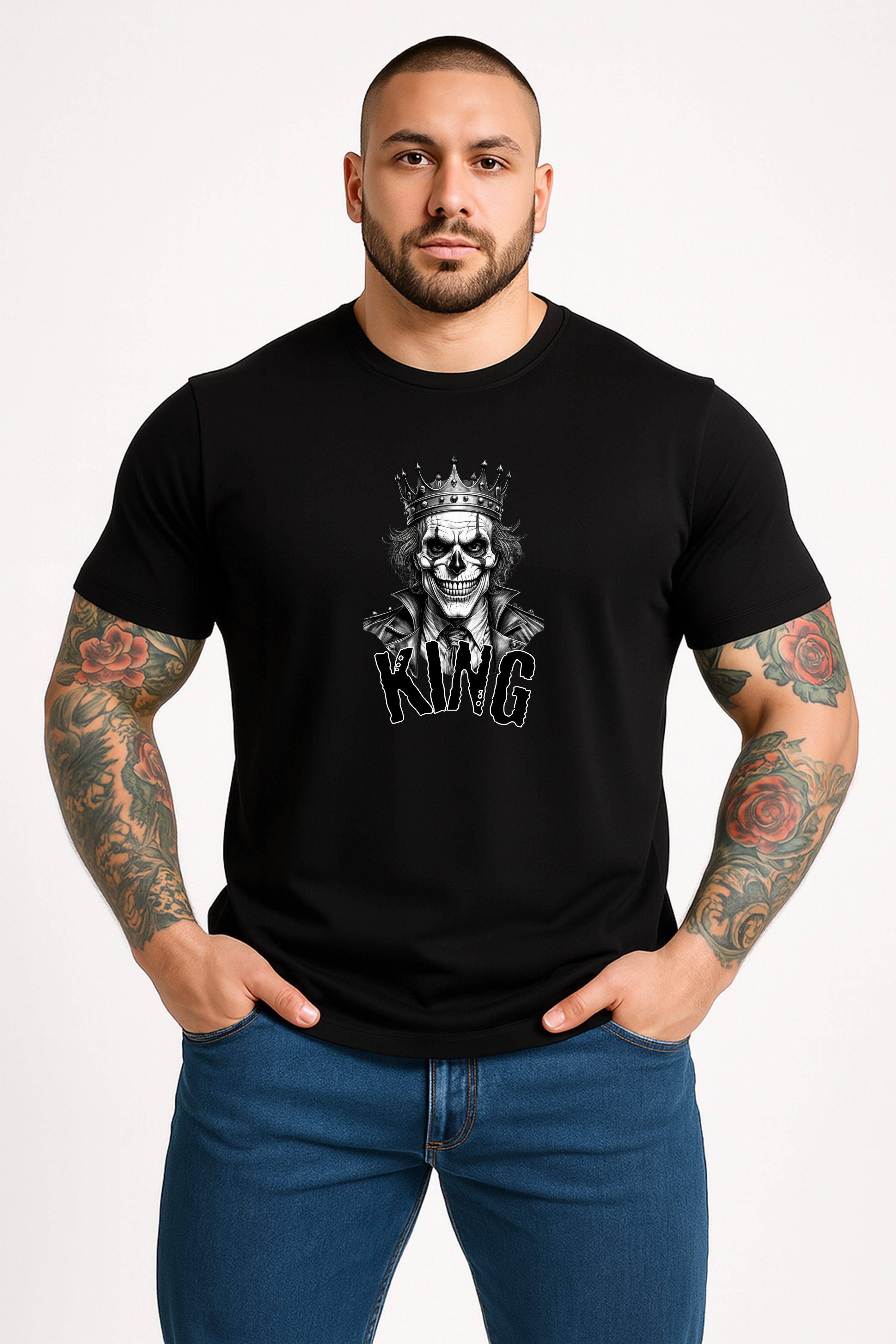 Banco T-Shirt Herren "KING" mit Totenkopf-König Print, Streetwear Skull Des günstig online kaufen