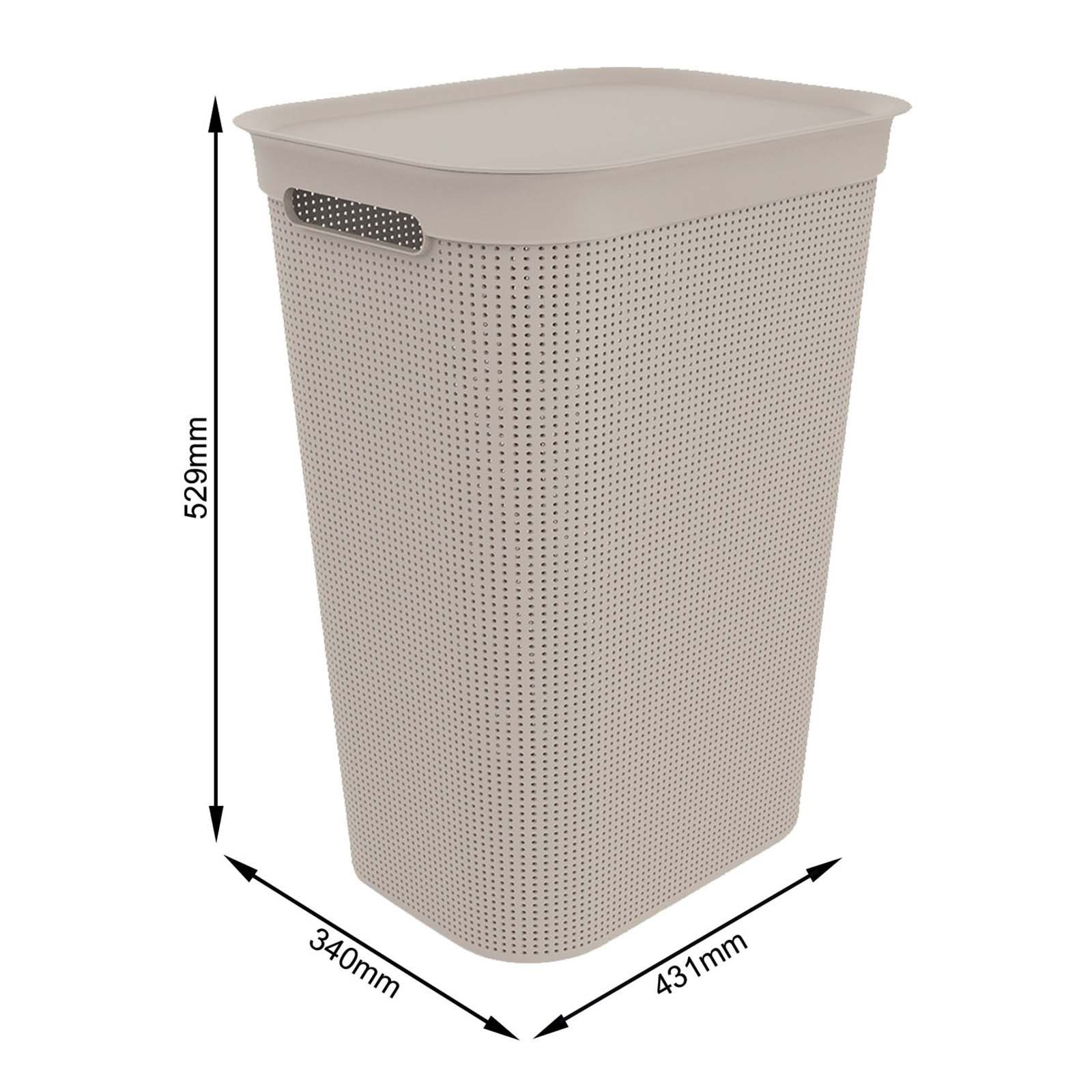 Rotho an Luftzirkulation ermöglicht ROTHO innerhalb Seiten Set Brisen Löcher Wäschebox der Wäsche, den Cappuccino Wäschekorb