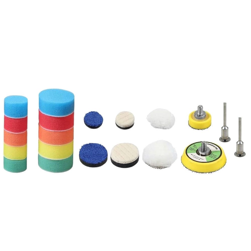 Trade-Shop Polierpad Polierschwamm SET (18-teilig) für Proxxon, Dremel Mini Schleifer, Zum Polieren, Wachsen und Versiegeln - universell für Schleifmaschinen