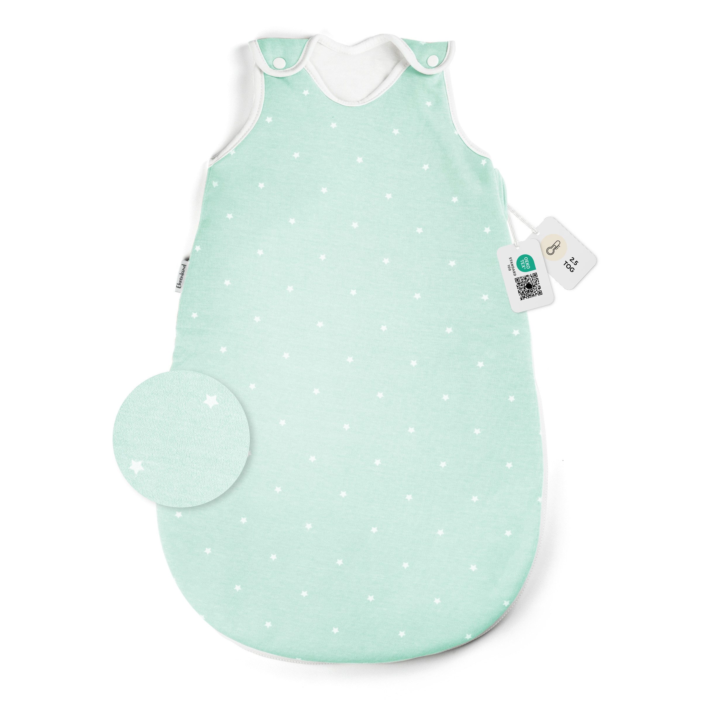 Ehrenkind Babyschlafsack Sommer, Rund, Bio-Baumwolle (Standard by OEKO-TEX, 100% Bio-Baumwolle, Sommerschlafsack, 1.0 TOG), Schlafsack Baby,  Baby Schlafsack