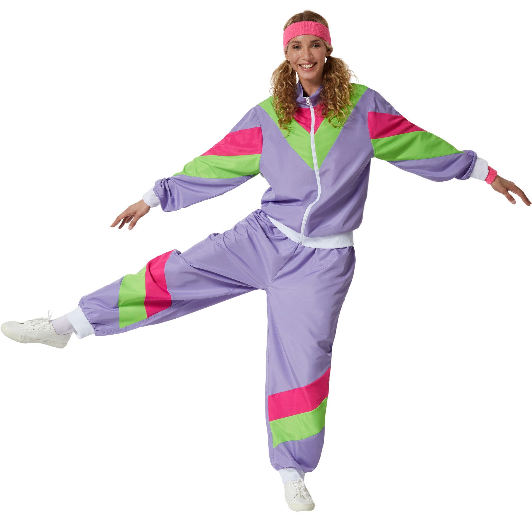 dressforfun Kostüm Damenkostüm, Bunte Jacke und Hose im klassischen Stil der 80er und 90er.