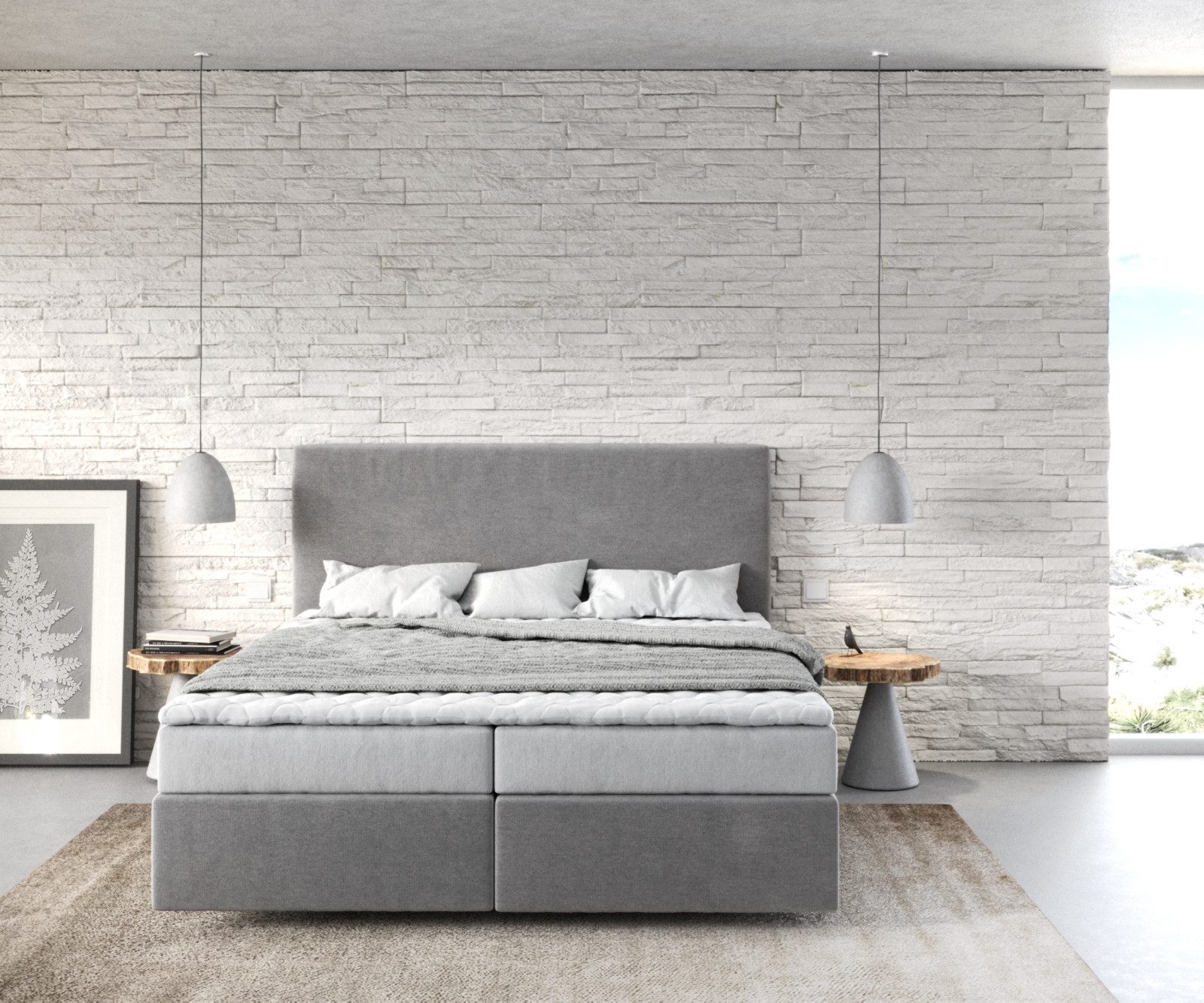 DELIFE Boxspringbett Dream-Well, Mikrofaser Grau 160x200 günstig online kaufen